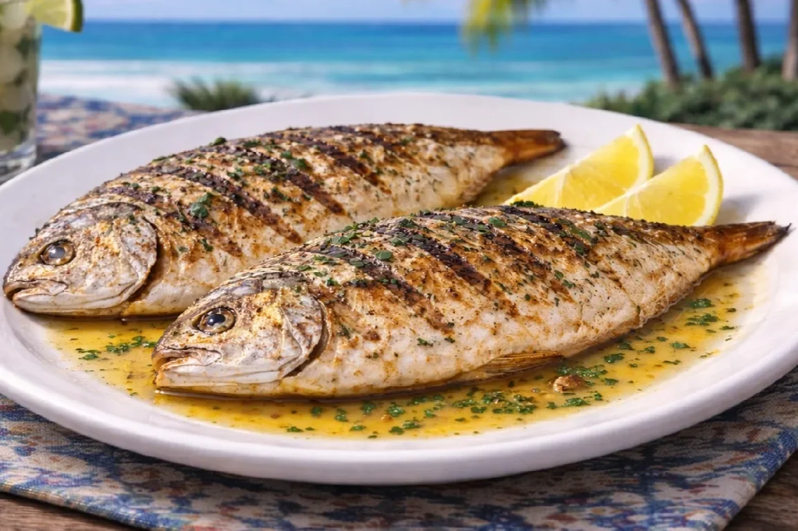 Plate of grilled Pompano
