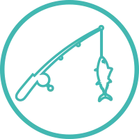 Icon of a fishing pole and fish