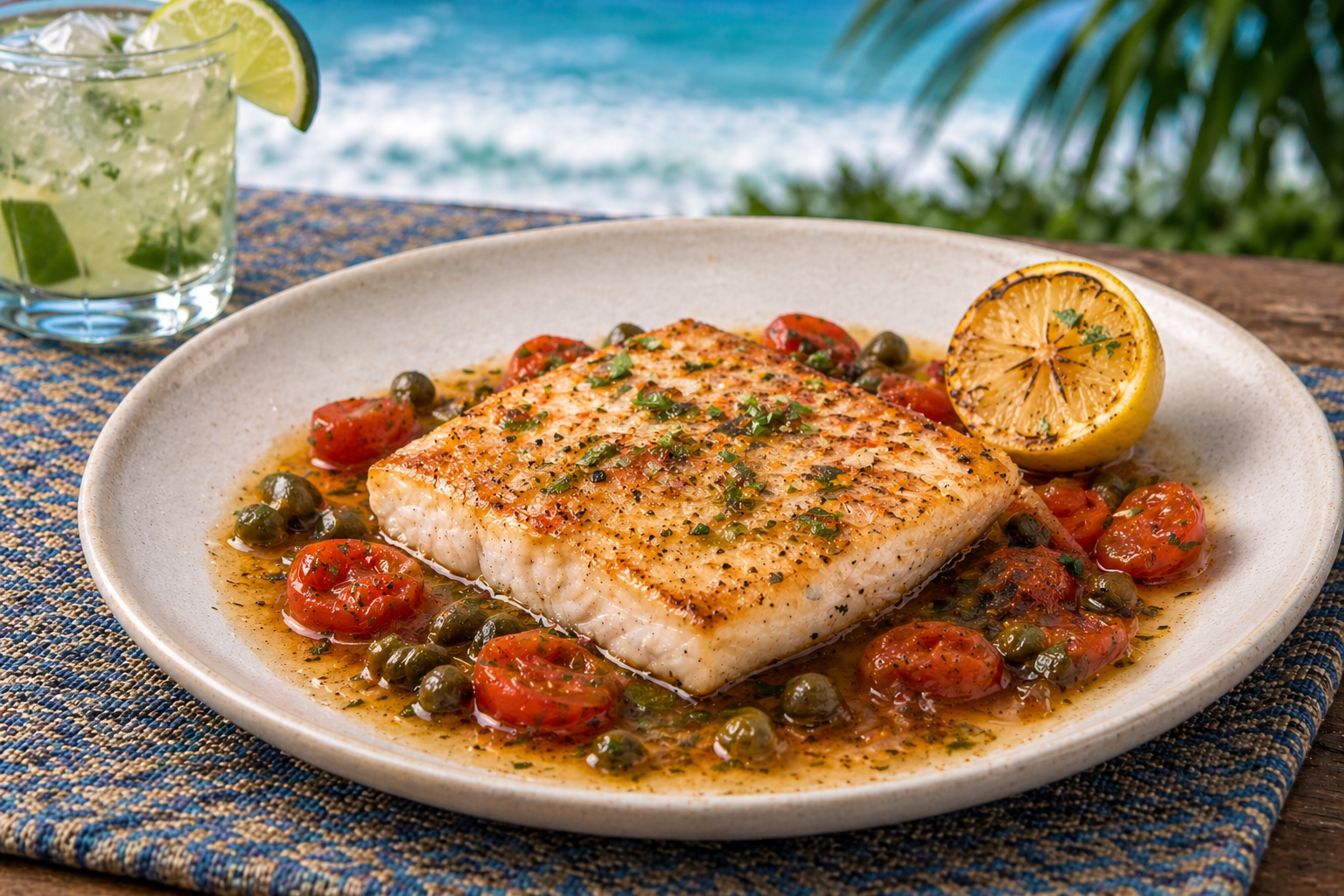 Pan Fried Mangrove Snapper on a Plate n the Gulf