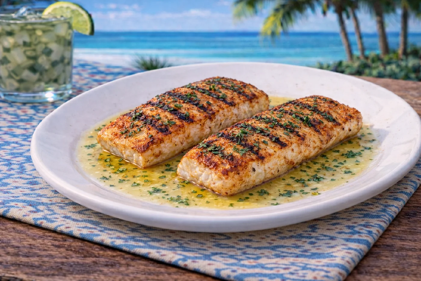 Plate of grilled Mahi Mahi fillets