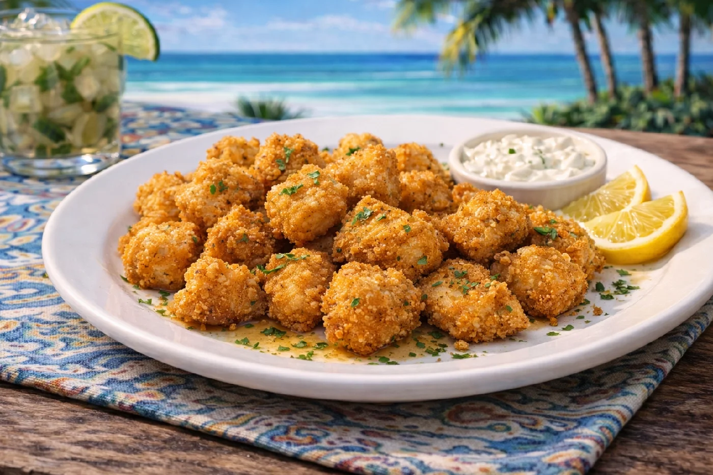Plate of fried Sheepshead nuggets