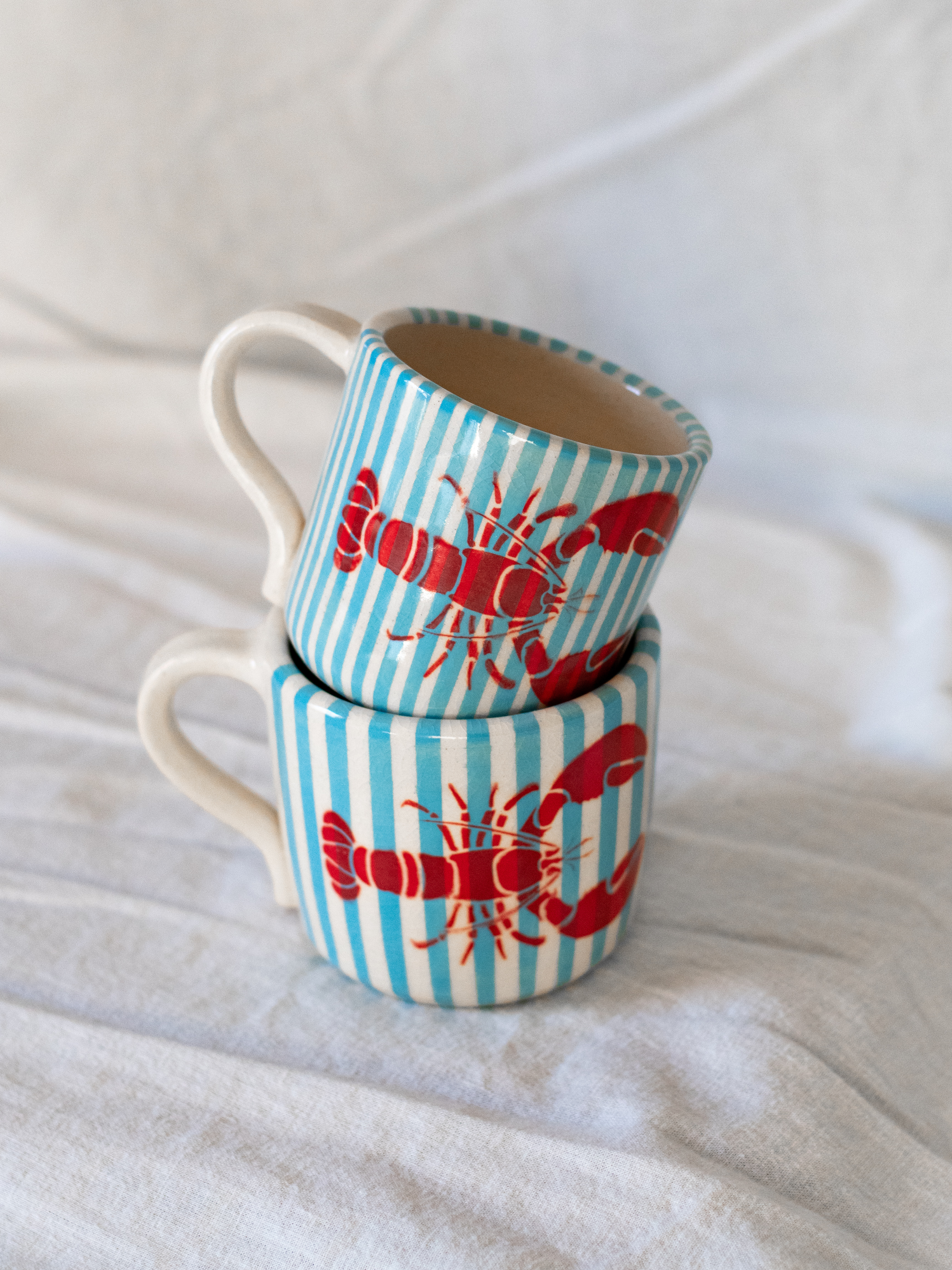 Blue Striped Lobster Mug