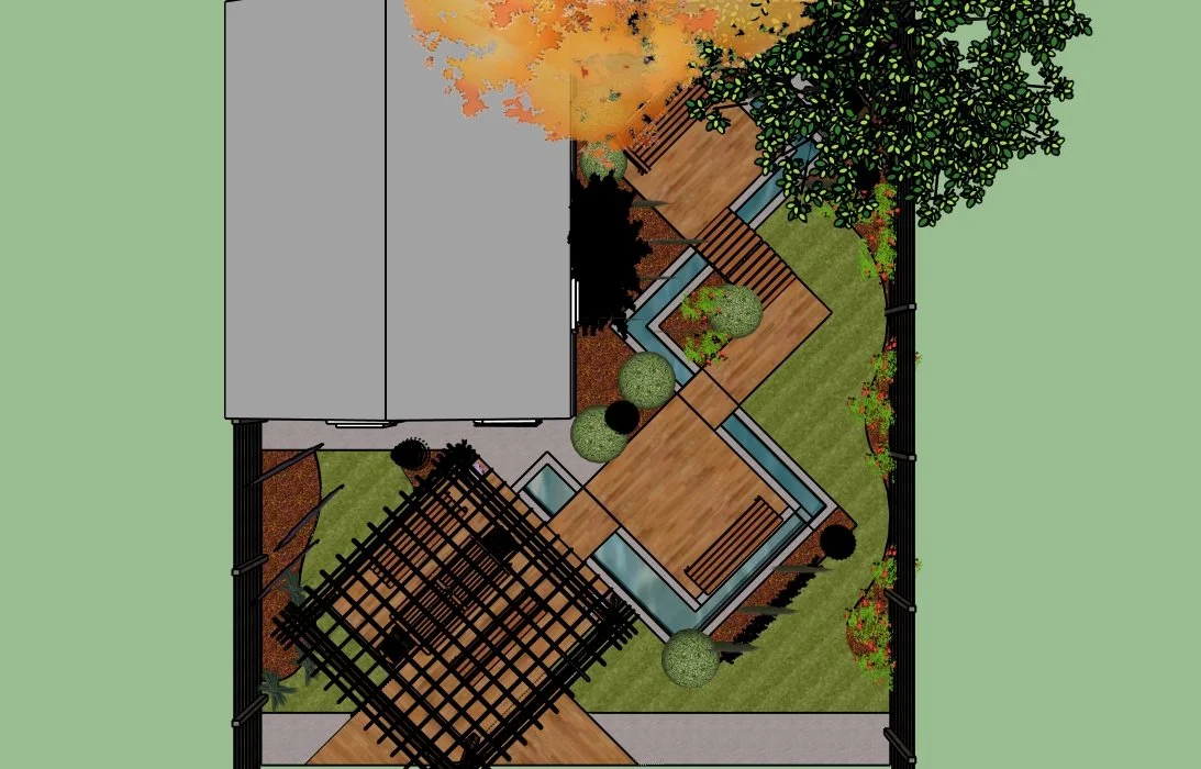 MODERN WATER GARDEN for L-Shaped Lot