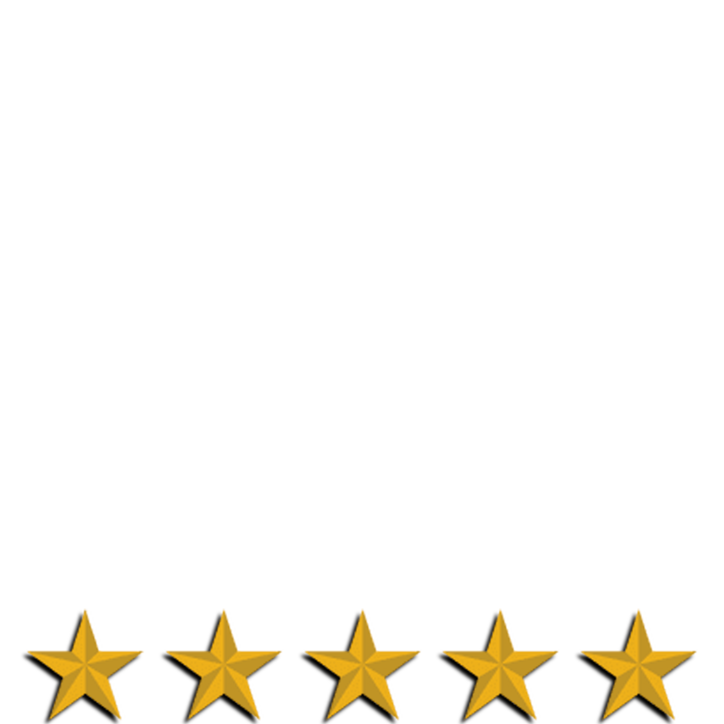 Five gold stars on a black background, indicating a five-star rating.