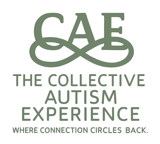 The logo for CAUSE, The Collective Autism Experience, features stylized letters 'C', 'A', 'U', and 'S' intertwined, with the organization's name and the tagline 'Where connection circles back' beneath.