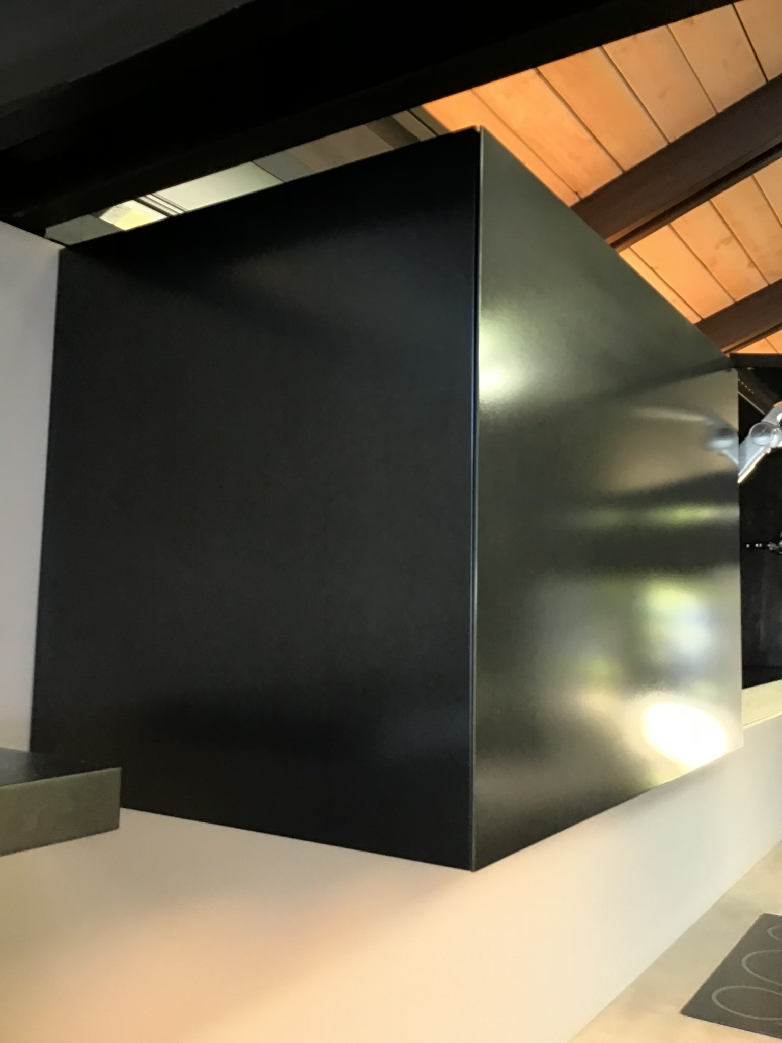 Black metal wall.
