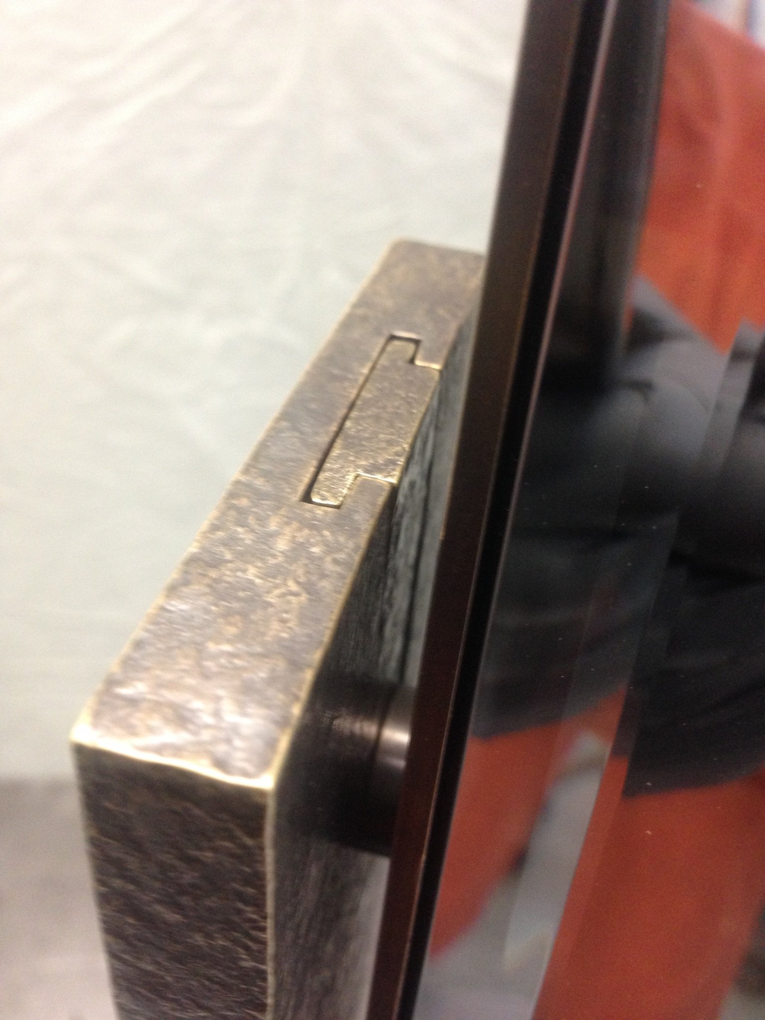 Close-up of a door.