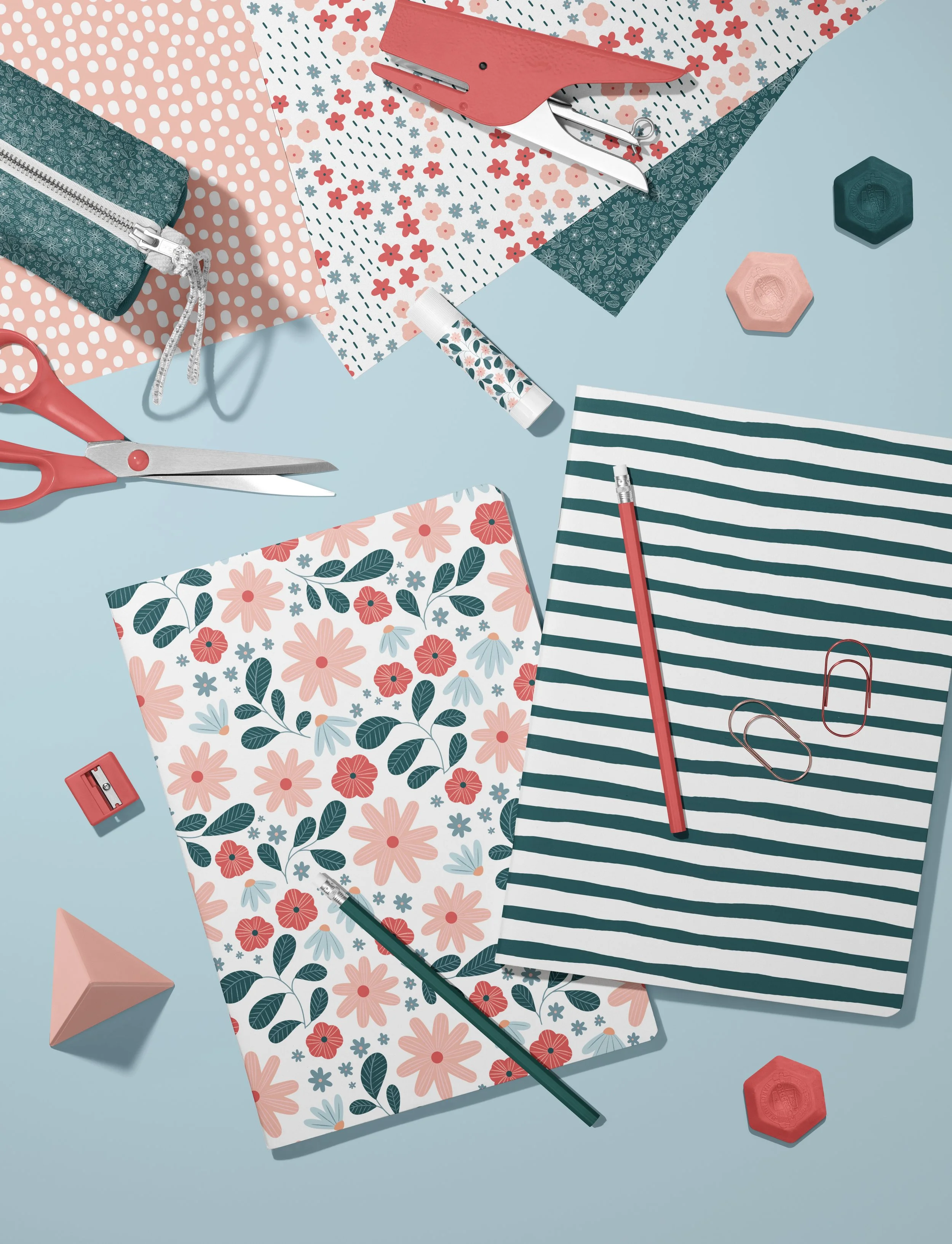 Stationery Objects and Two Classic A4 Notebooks Mockup by Creatsy®.jpg
