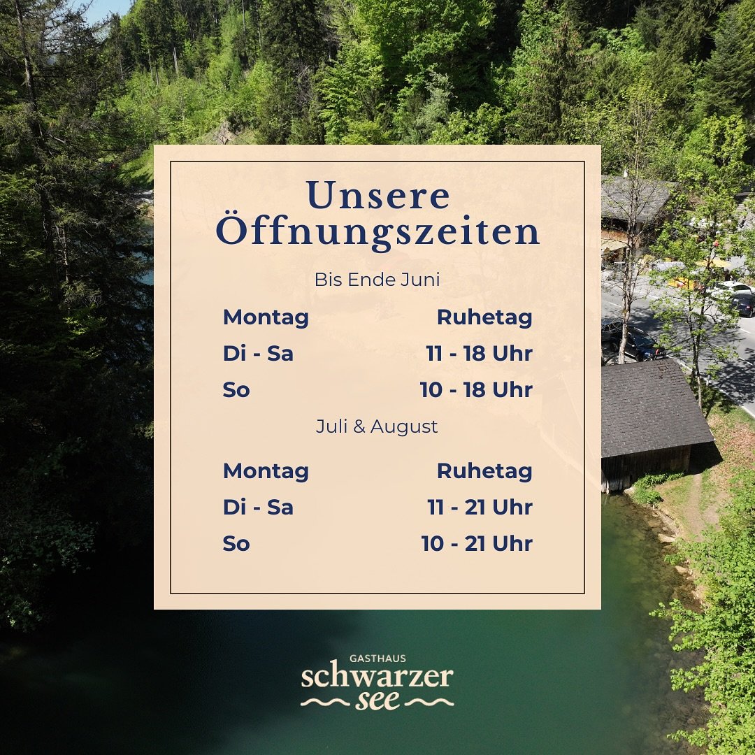 Unsere &Ouml;ffnungszeiten 😎

Wir freuen uns, euch im Gasthaus Schwarzer See begr&uuml;&szlig;en zu d&uuml;rfen!

Unsere T&uuml;ren sind an folgenden Tagen f&uuml;r euch ge&ouml;ffnet.

Derzeit haben noch keinen Zugriff auf das Google-Profil und k&o