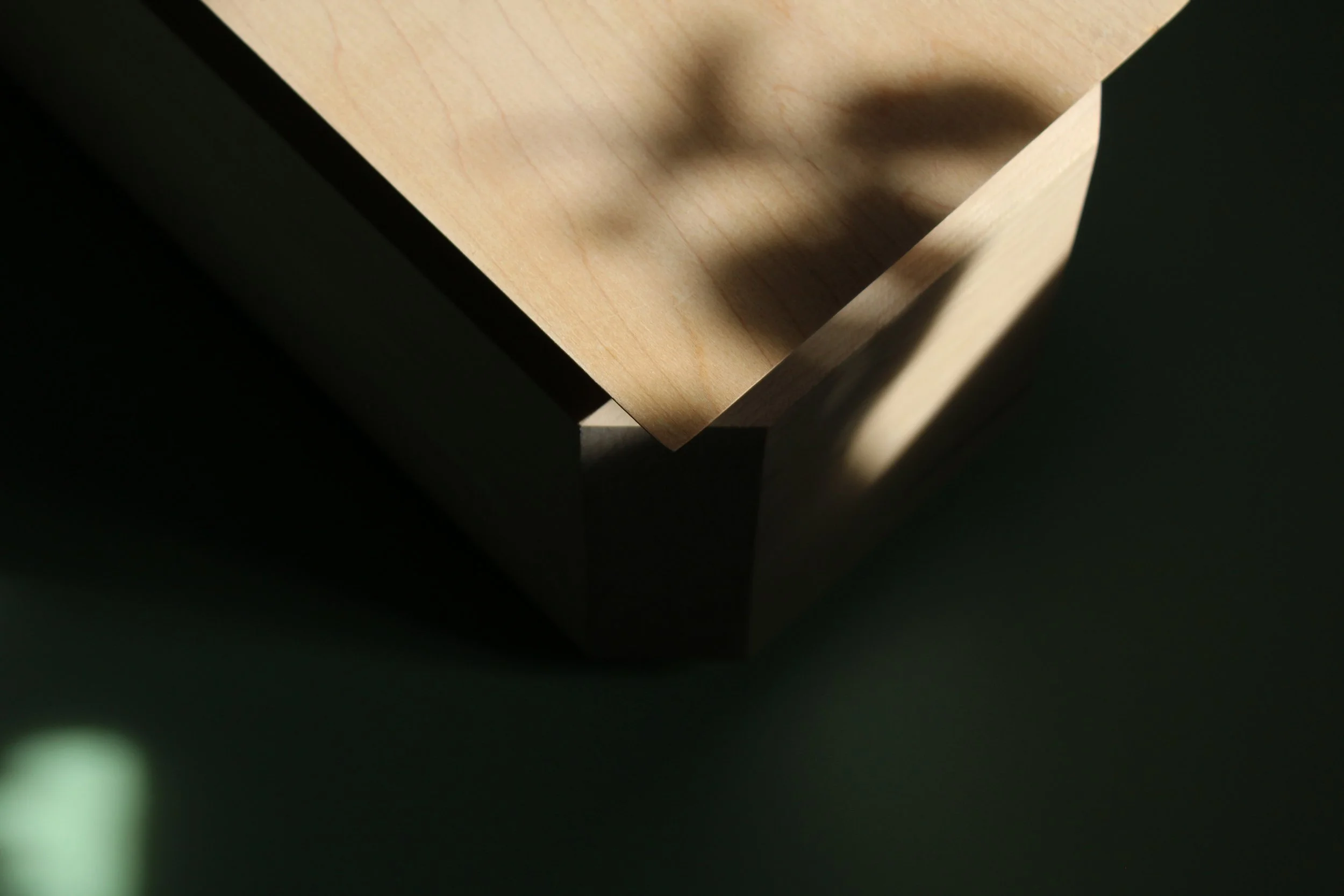 Image of top of minimalist wood box designed and fabricated by Odami