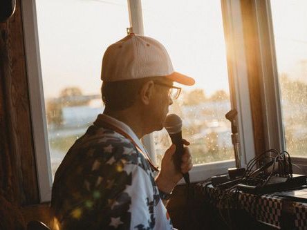 Rodney announcing for some figure 8 races in Iowa