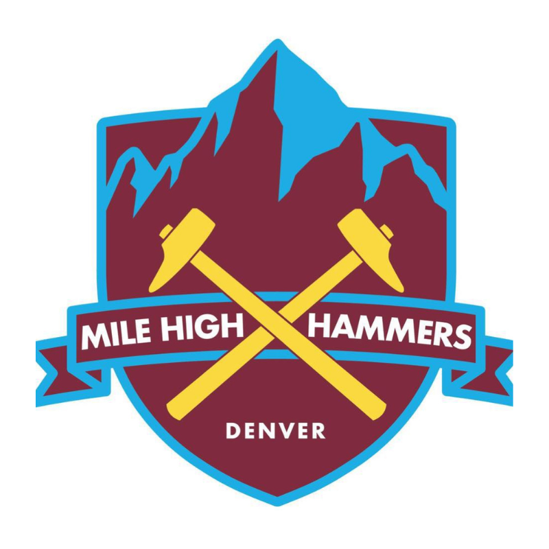 Logo with crossed hammers and mountains, text 'Mile High Hammers Denver.'