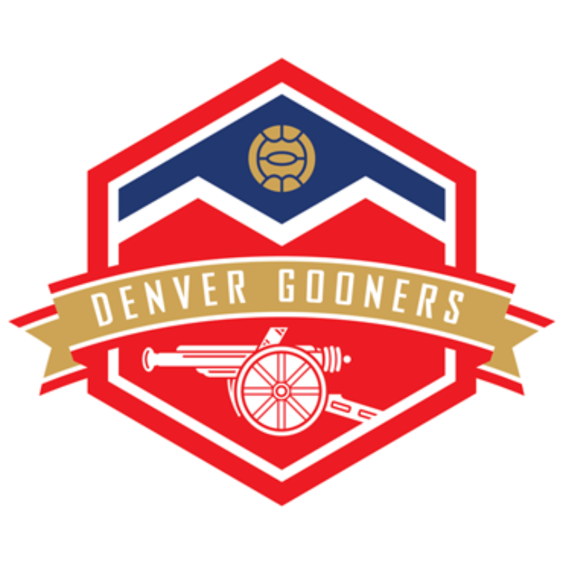 Denver Gooners logo featuring a cannon, a soccer ball, and a banner.
