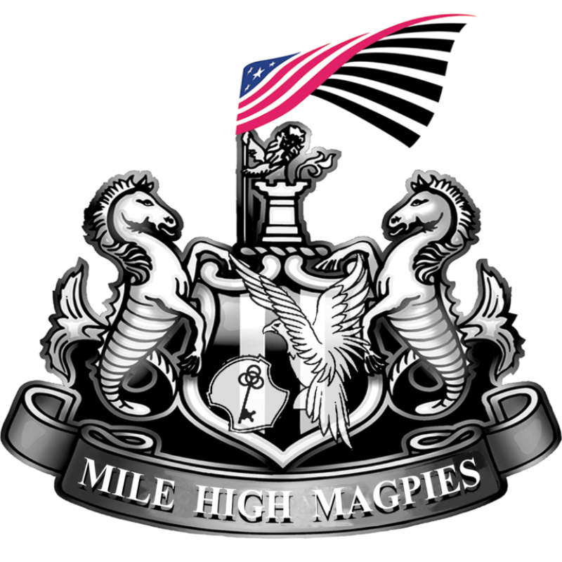 Emblem featuring two stylized seahorses, a shield with a key and keyhole, and a bird. A flag with stripes and stars at the top. Text reads "Mile High Magpies."