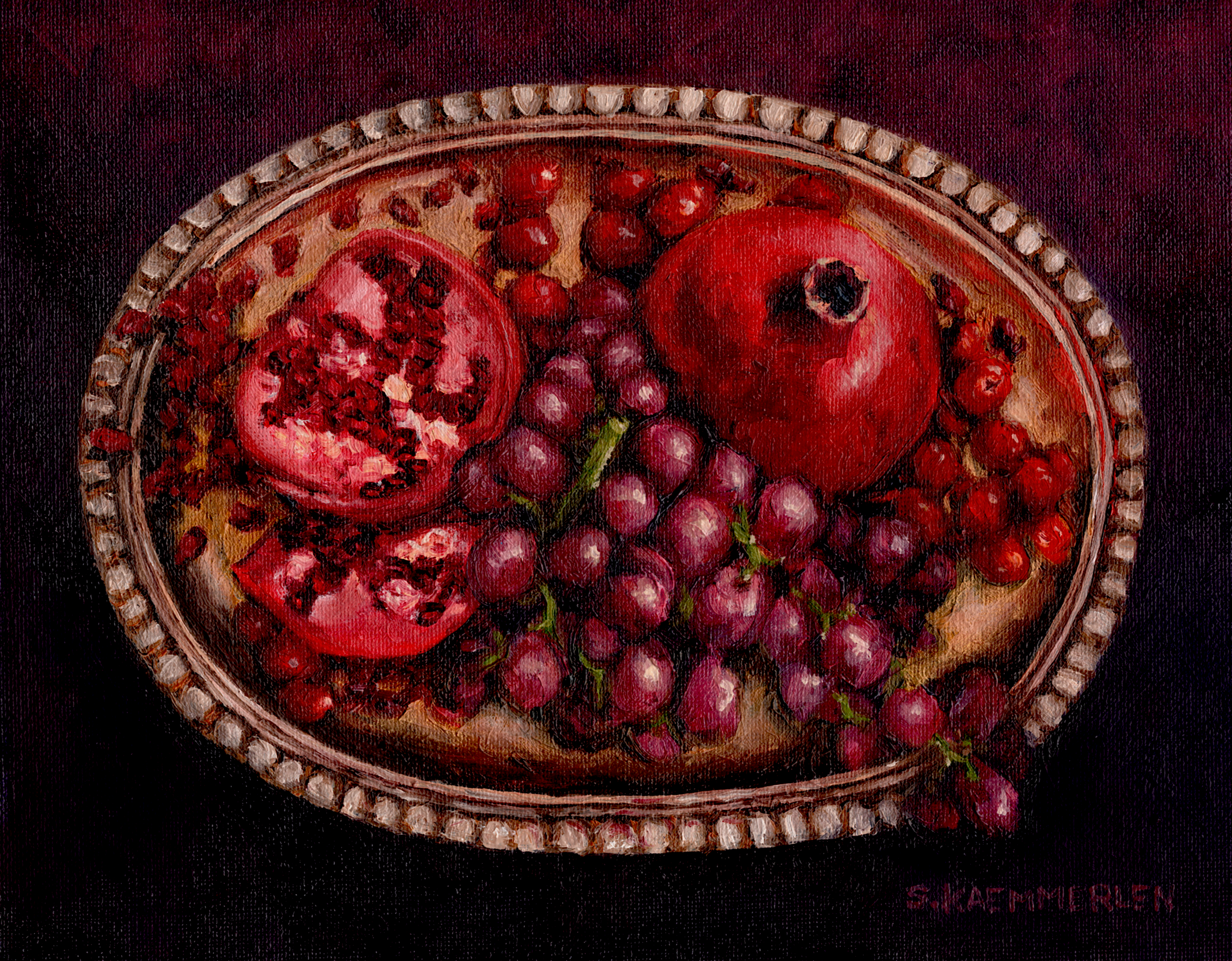 Red Delicious, c. 2026, oil on canvas paper, 8" by 10" 