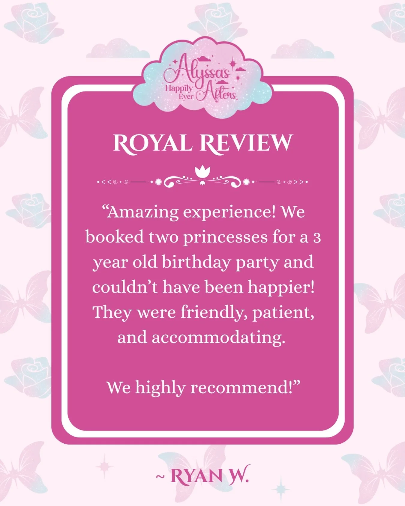 ✨Royal Review✨ 

Thank you so much for the wonderful review, your experience means the world to us. We want your celebration to be perfect for you! Thank you so much for having us and letting us be a part of your little one&rsquo;s special day. It wa