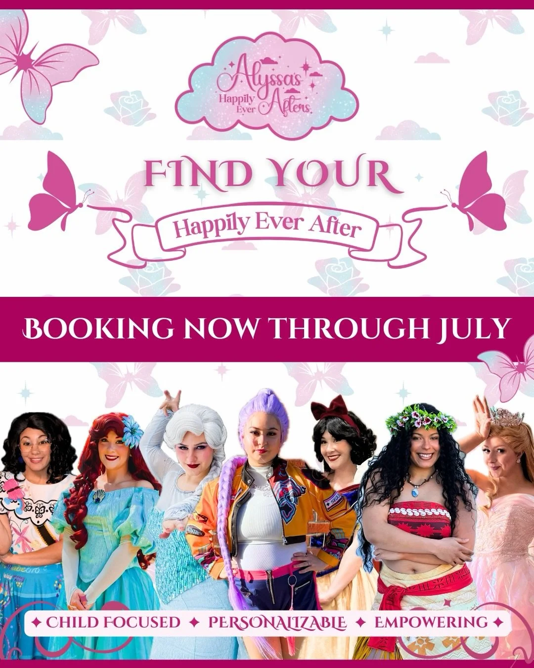 ✨🩷 Book your celebration TODAY! 🩷✨

&bull;

Whether it&rsquo;s a birthday party or a special event, our characters are ready to celebrate with unforgettable memories!

At Alyssa&rsquo;s Happily Ever Afters, every event is:
✨ Child-focused
✨ Fully p