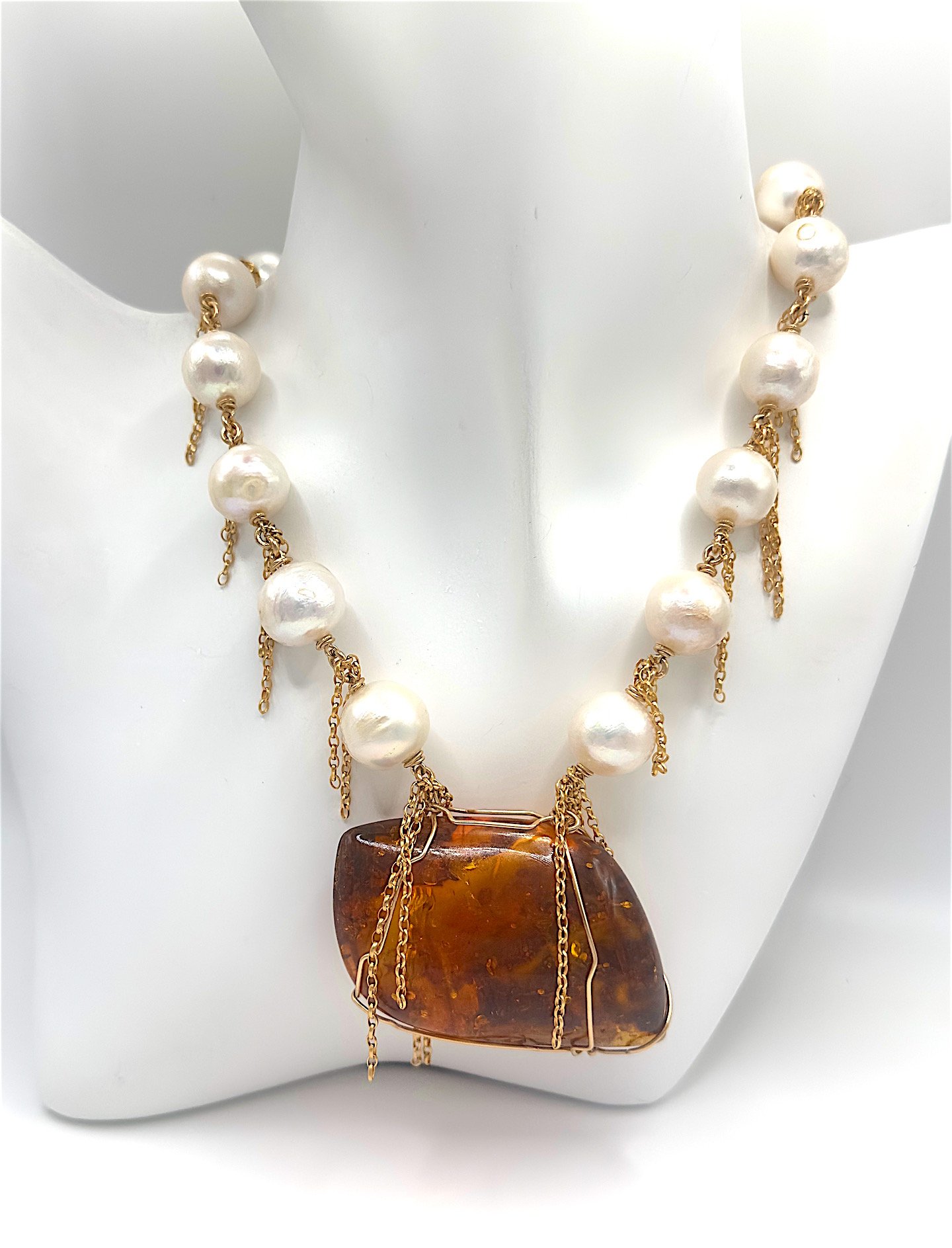Pearl and Amber Necklace