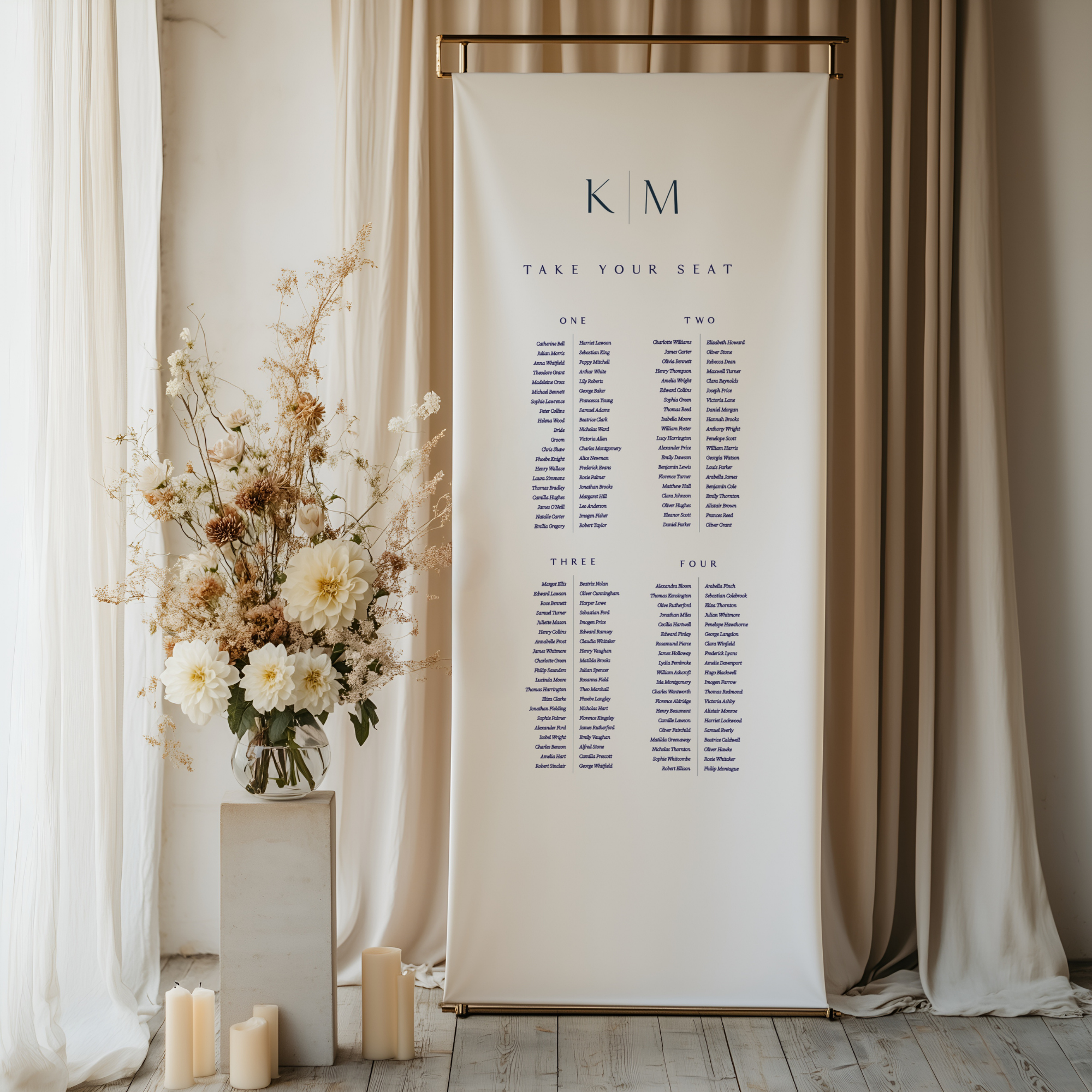 Midnight Linen Table Plan Signage