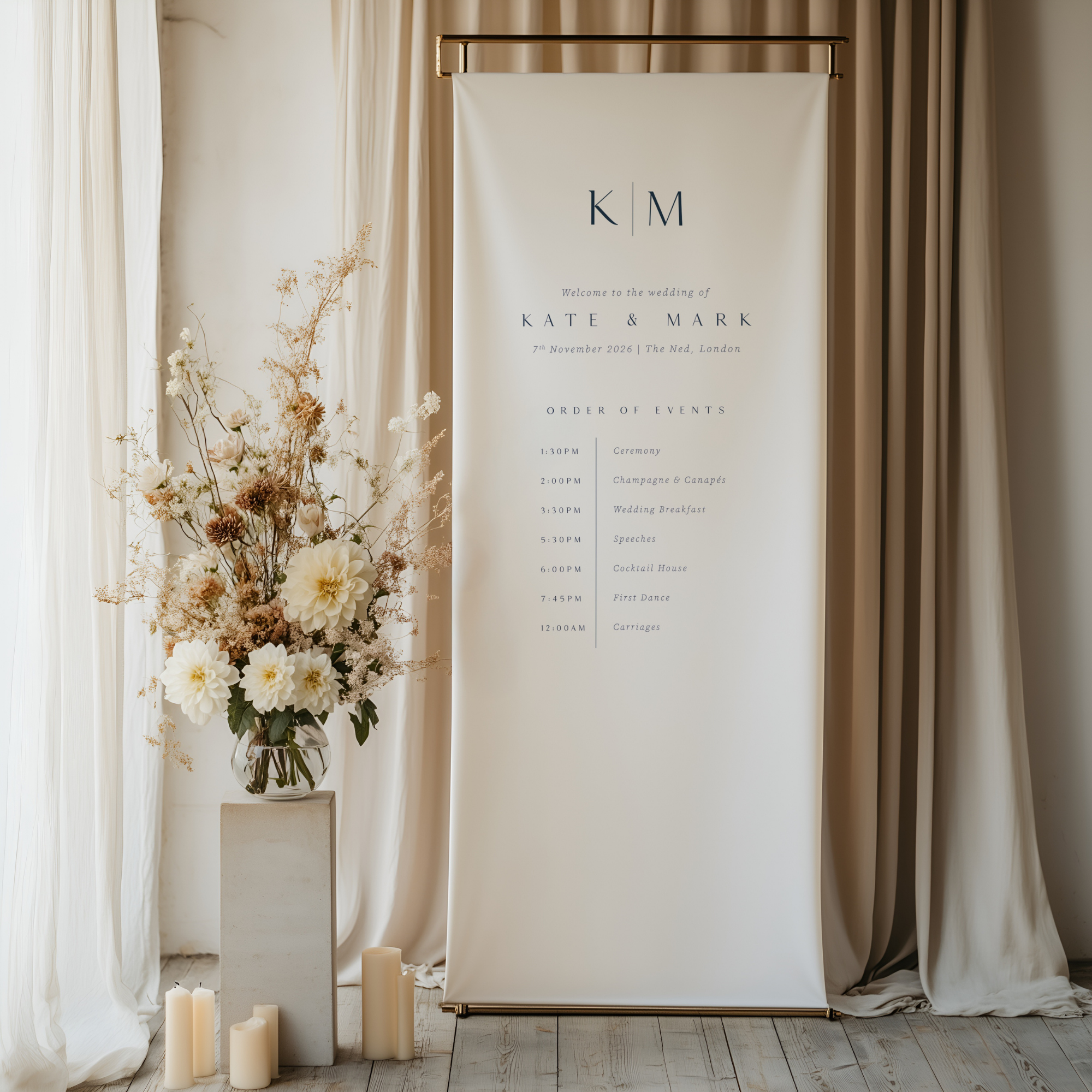 Lucca-Studios-Wedding-Stationery-Oxfordshire-Luxury-On-The-Day-Fabric-Linen-Signage-Wedding-Welcome-Order-of-the-Day-Sign-Midnight.png
