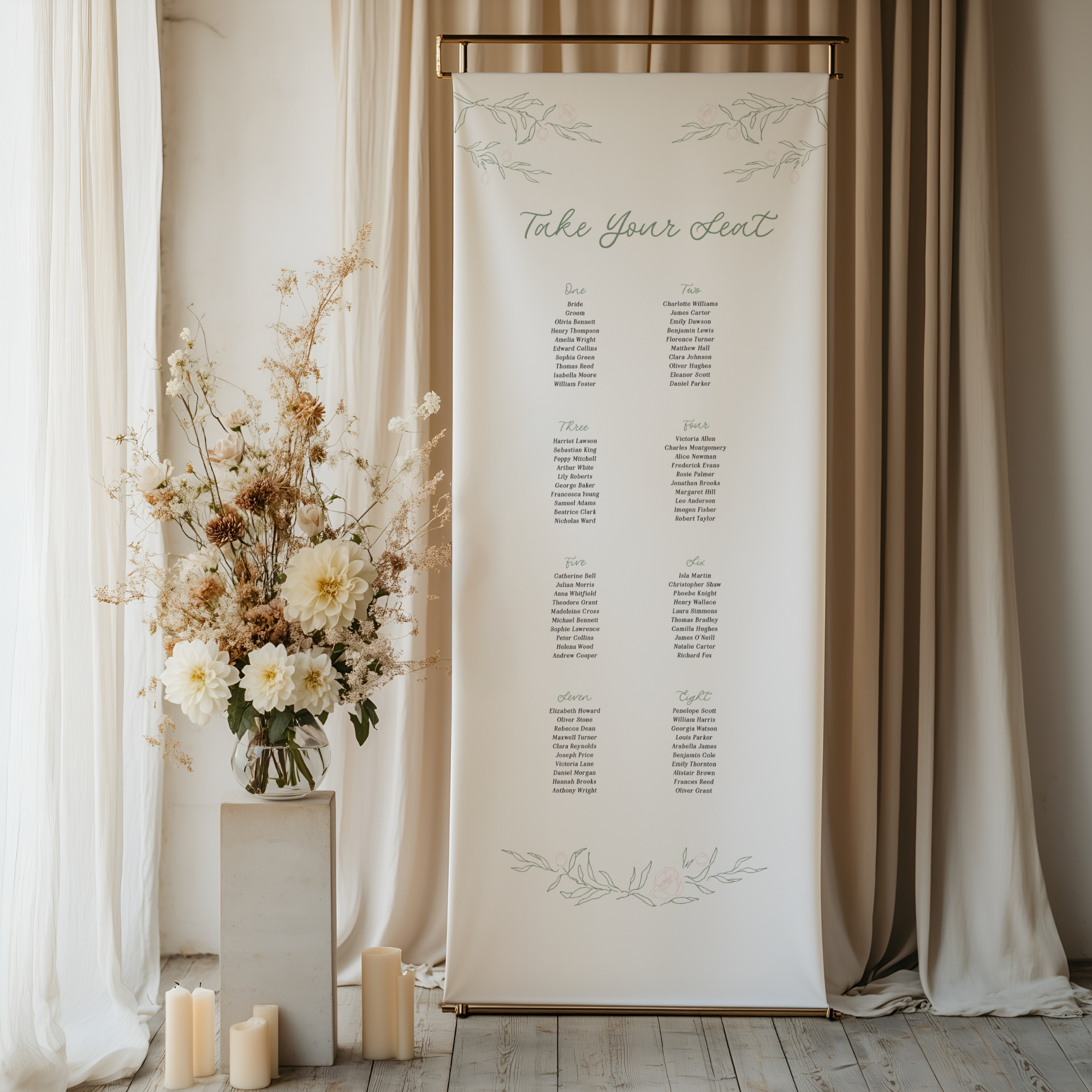 Fleur Linen Table Plan Signage