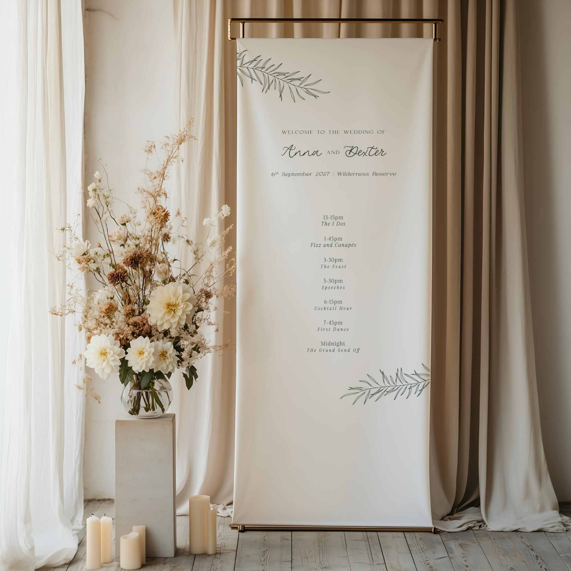 Lucca-Studios-Wedding-Stationery-Oxfordshire-Luxury-On-The-Day-Fabric-Linen-Signage-Wedding-Welcome-Order-of-the-Day-Sign-Fauna.png