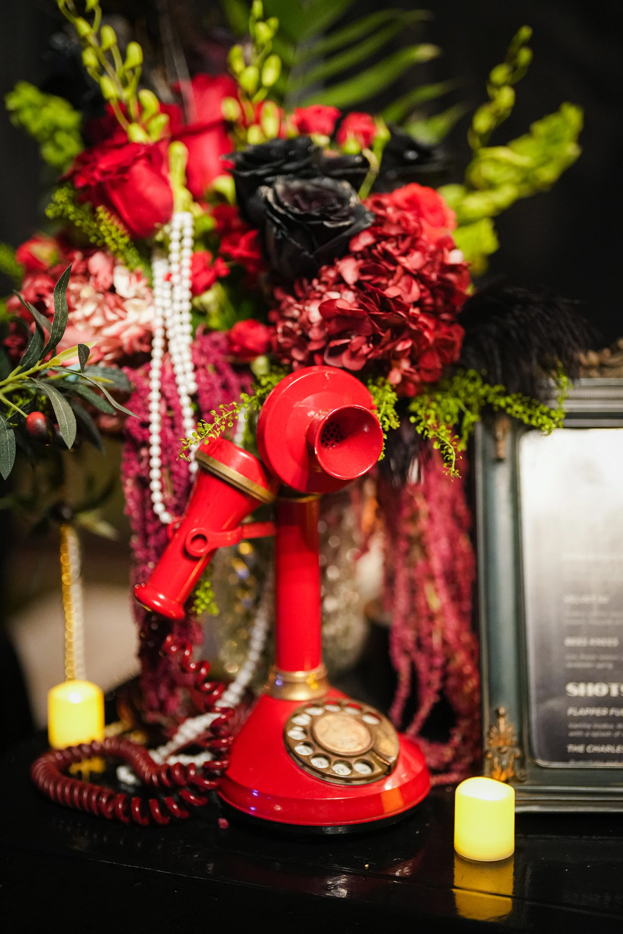 dramatic floral design for orange county luxury event. 