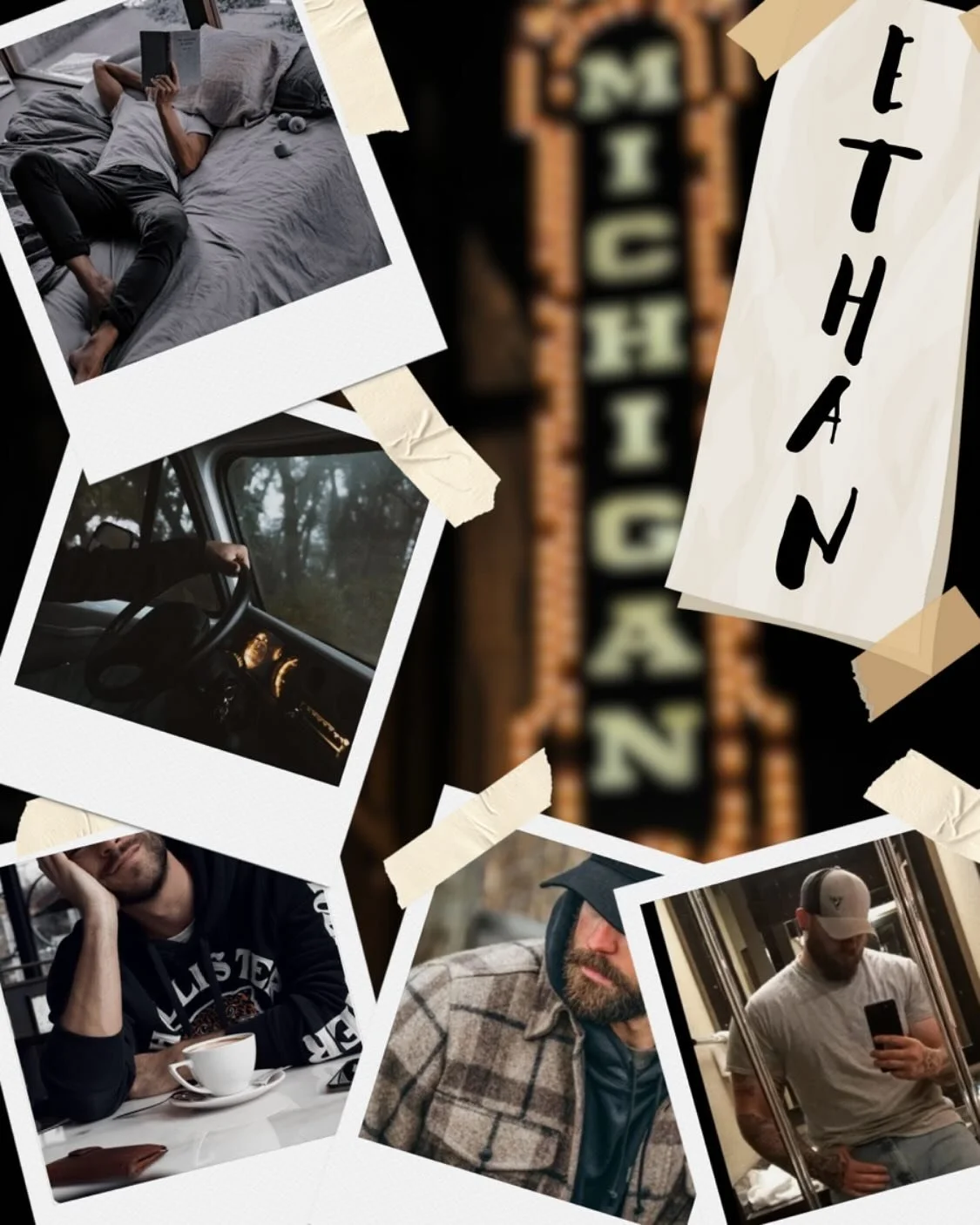 Meet the characters: 
Ethan Carlson, 35M, 💖💜💙
📚Massive bookworm
💵 Secret millionaire
😮&zwj;💨 Anxious cinnamon roll
☕️ Loves coffee
📸 Great photographer
#wip #characterconcept #writingcommunity #bookish