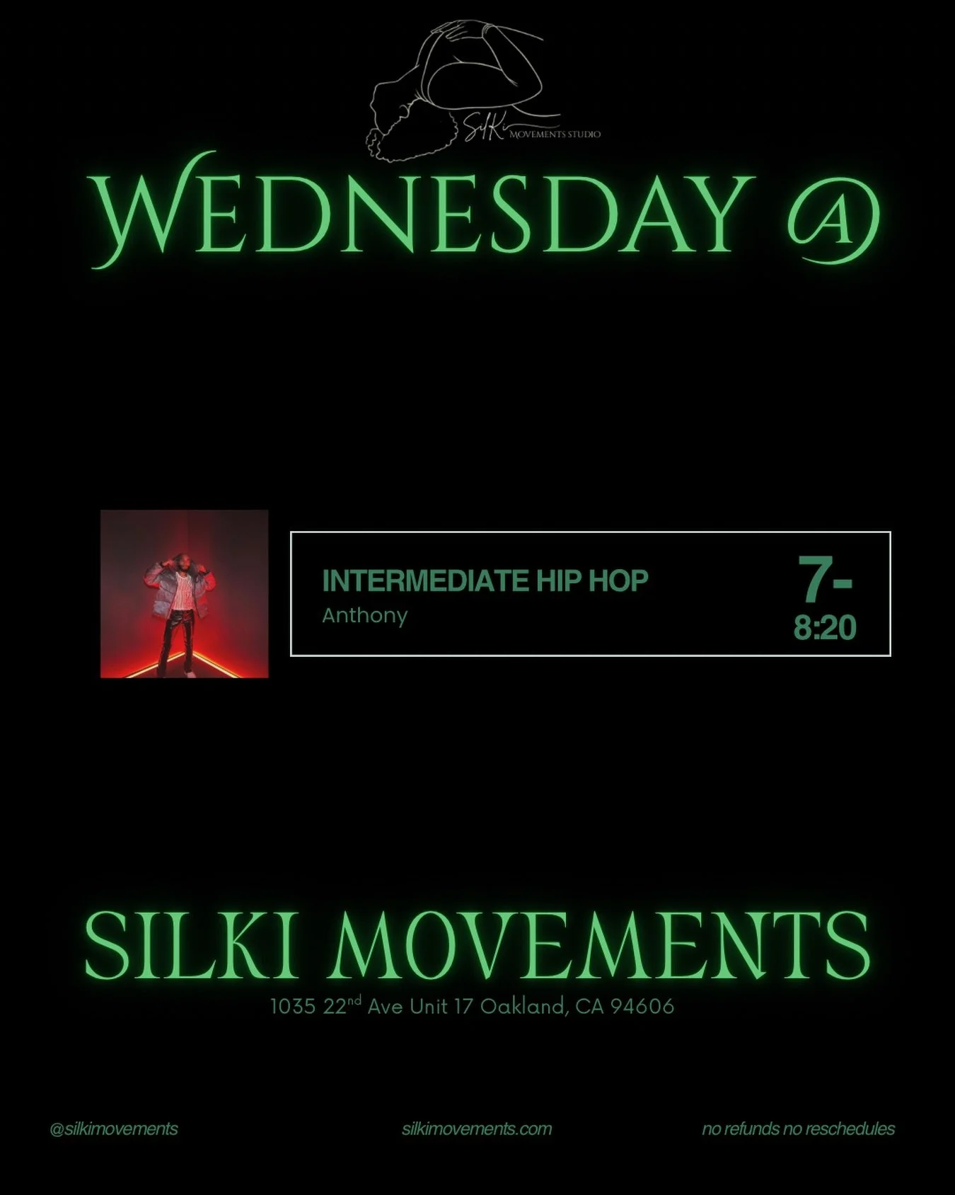 TONIGHT AT SILKI MOVEMENTS 💚✨

Wednesday 6/10: @gayme_boi 

🔗 link in bio to dance w/ us 🔗
For rental availability click the link in our bio or visit silkimovements.com 💚