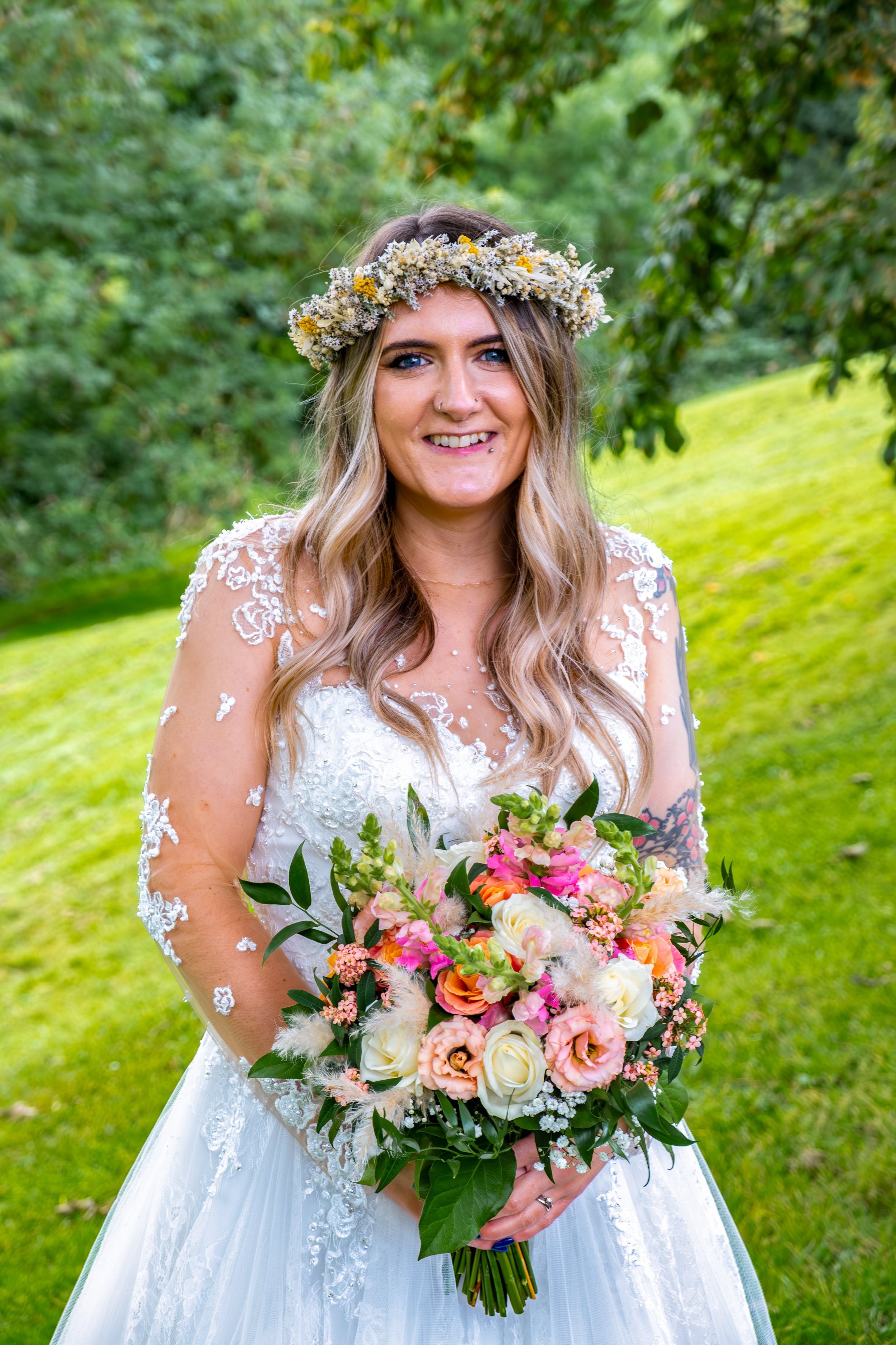 Bride photographed on location during their County Durham wedding.