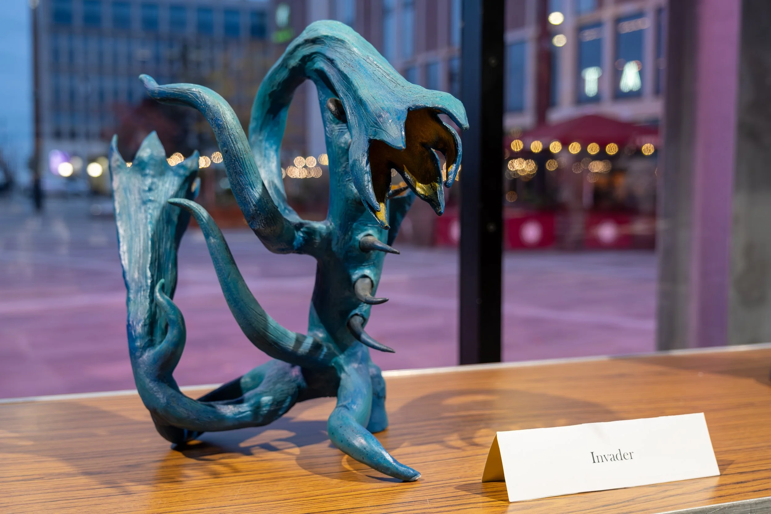 Ceramic art photographed at a display in Keel Square.