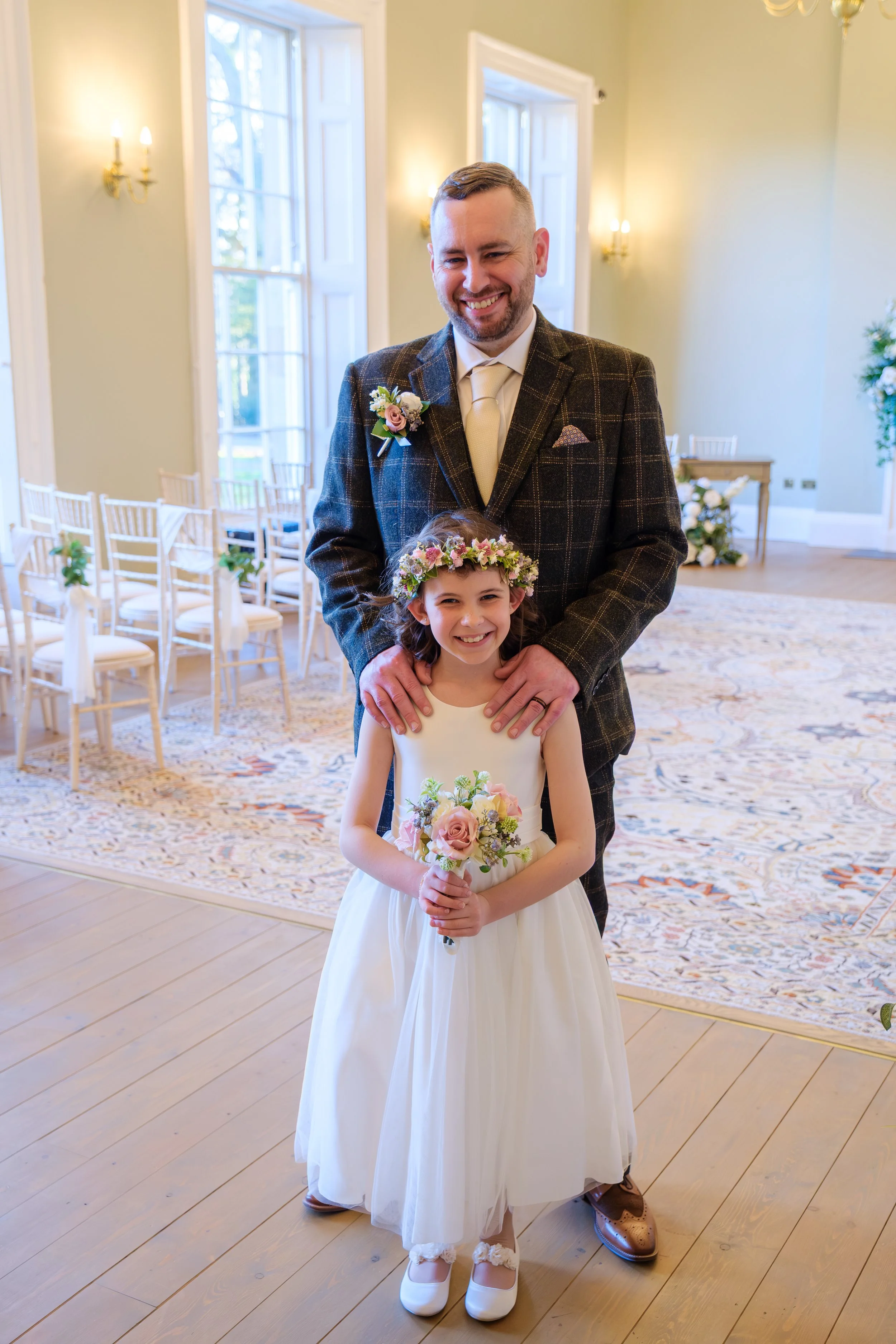 Newly married father and his daughter photographed at The Story in Durham following their wedding ceremony.