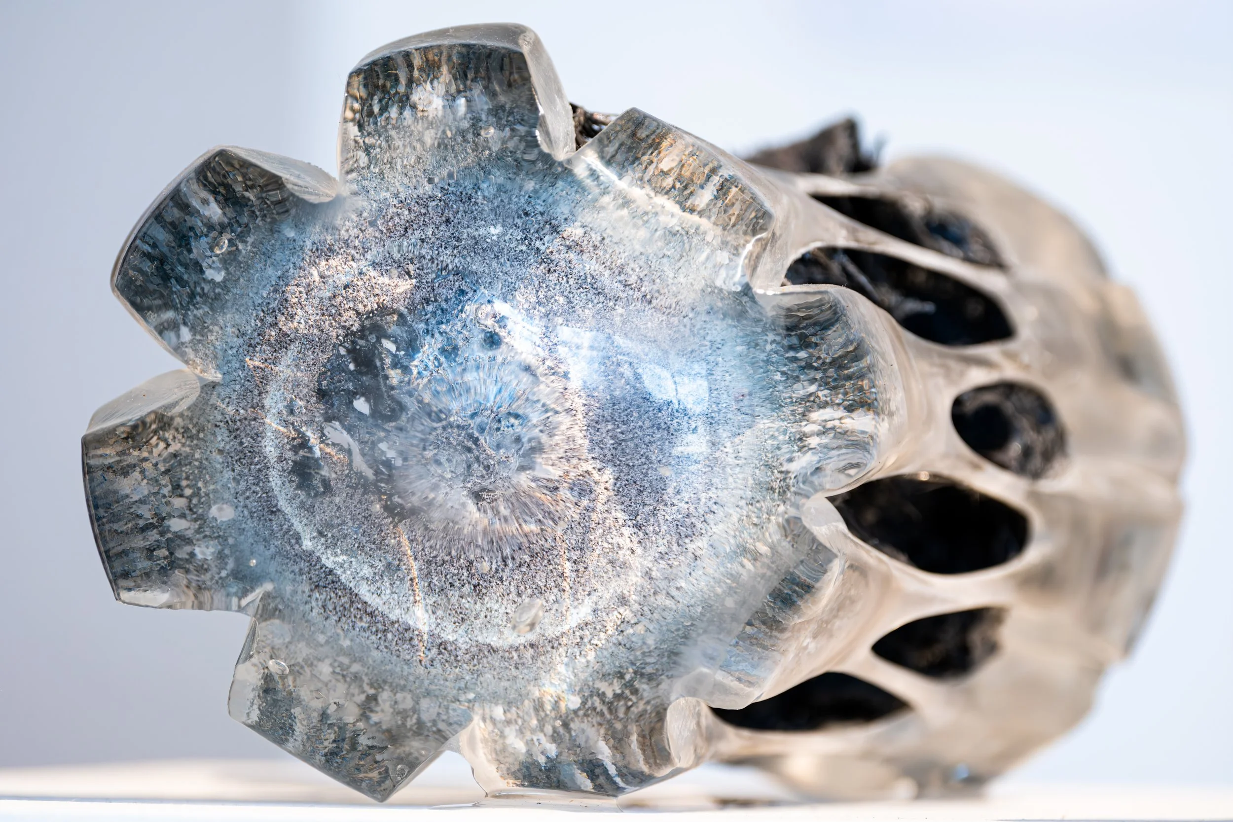 Glass artwork by a local Teeside artist photographed on display at the National Glass Centre.