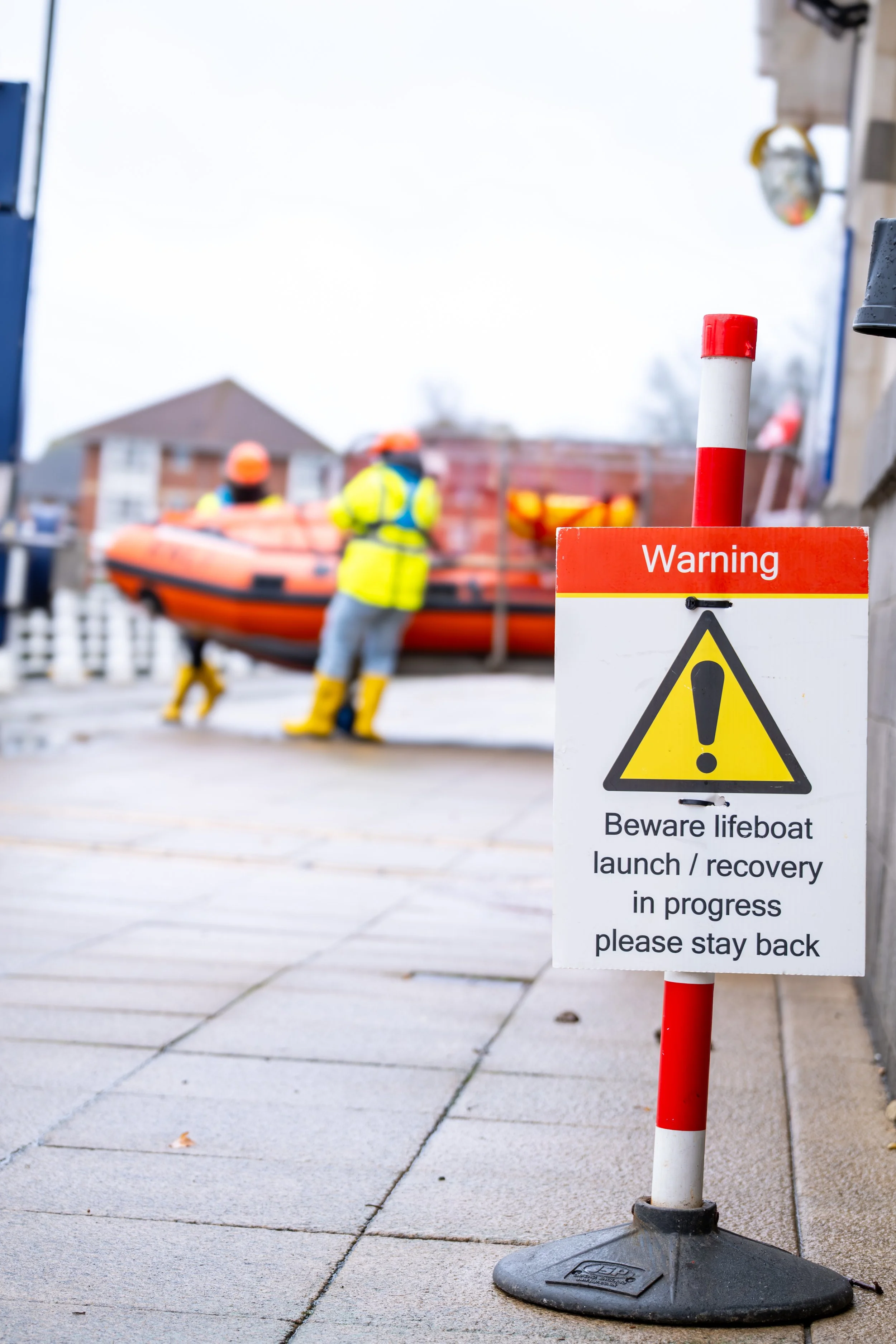 RNLI volunteer crew photographed at Sunderland Marina in North East England.