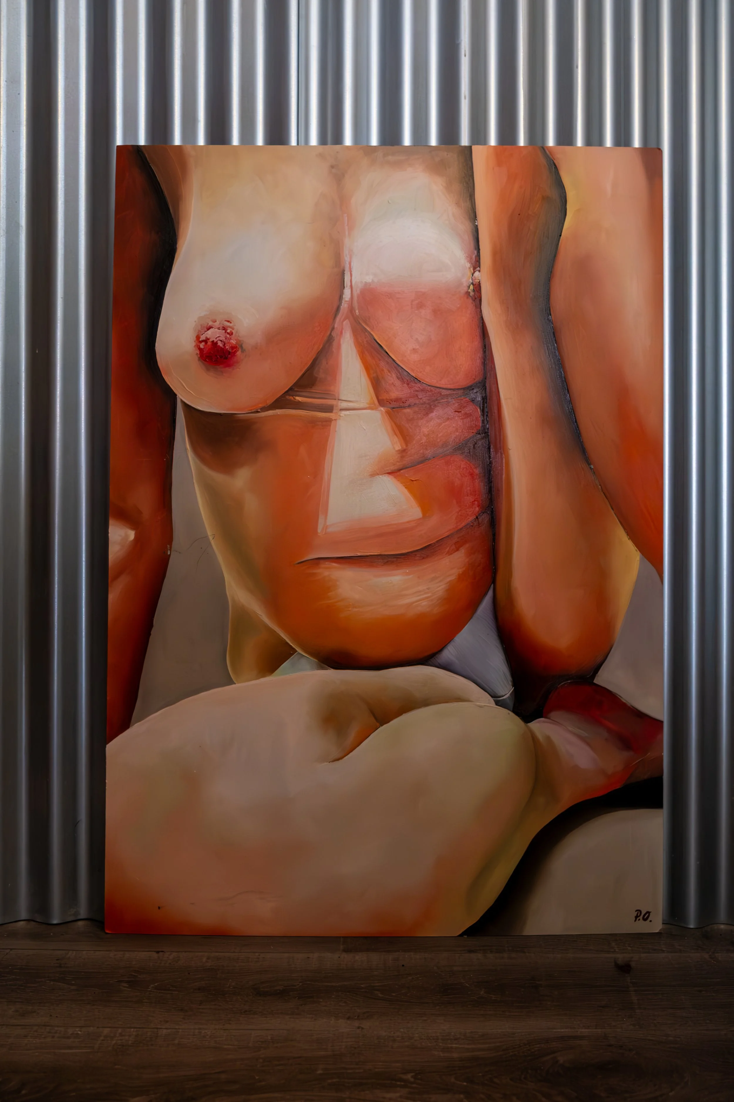 Painting by a local artist photographed within its exhibition environment.