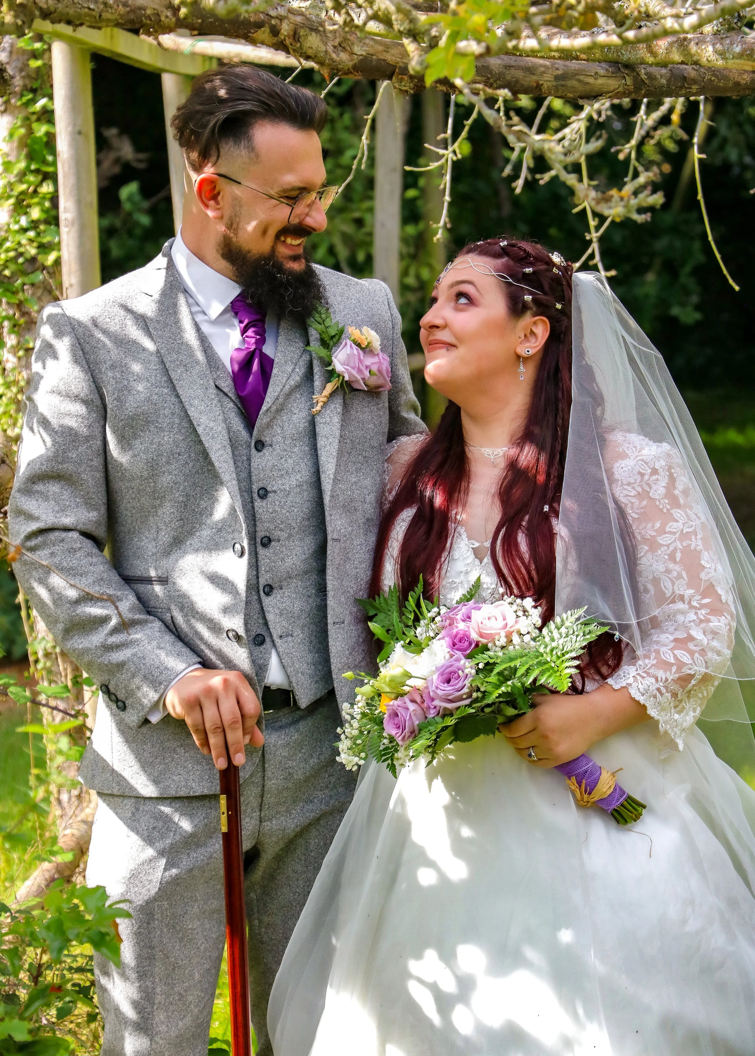 Natural documentary wedding photograph of a newly married couple in North East England.