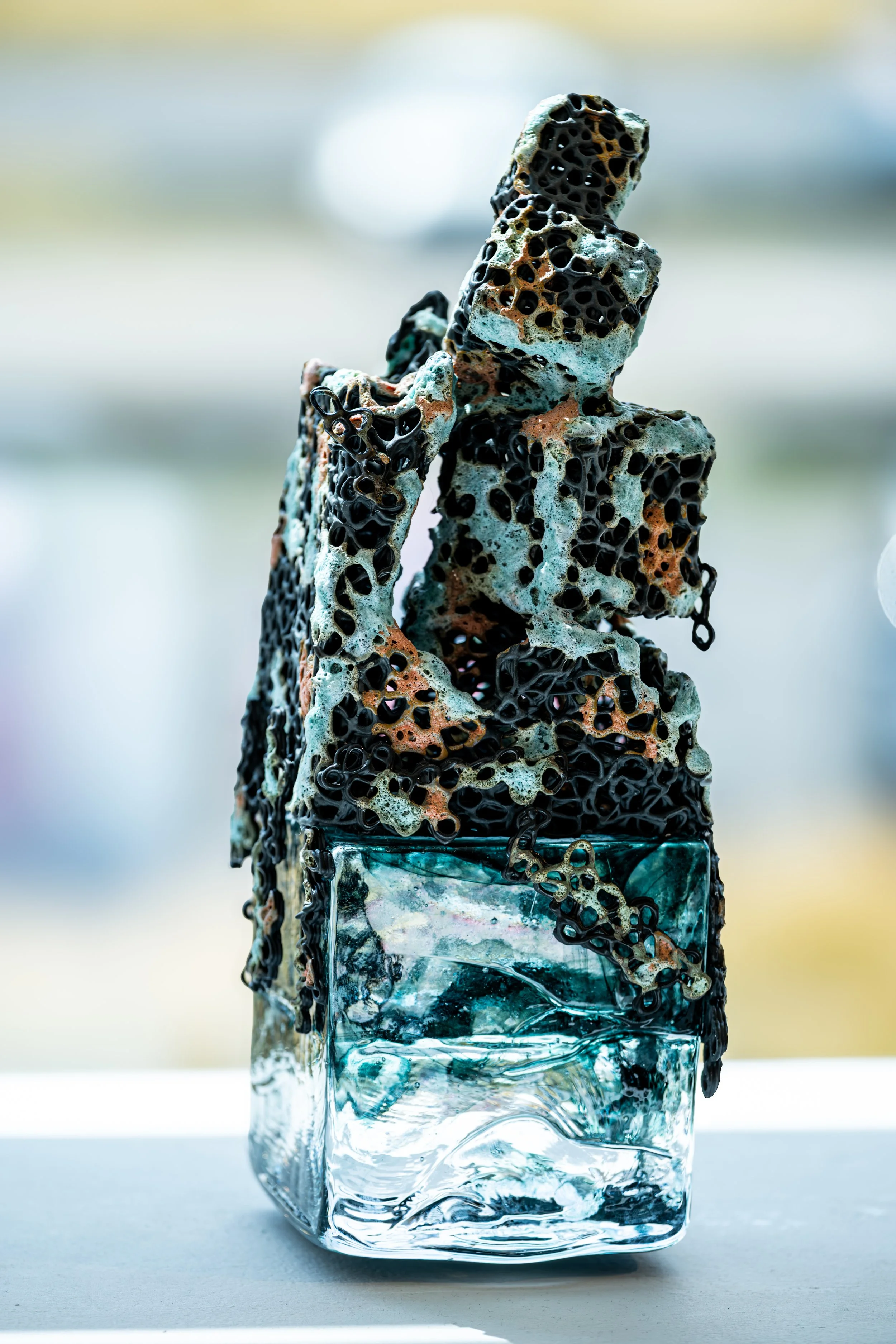Exhibition photograph of ceramic artwork by a Durham-based artist at the National Glass Centre.