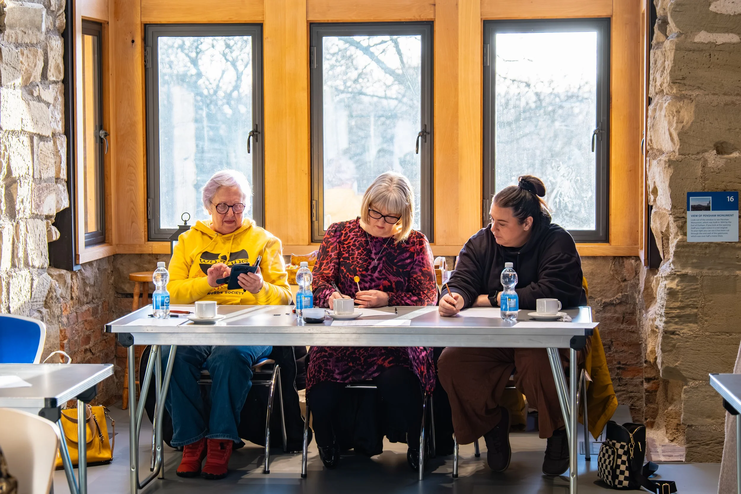 People taking part in a Pink Collar Gallery art workshop at Hylton Castle in Sunderland.