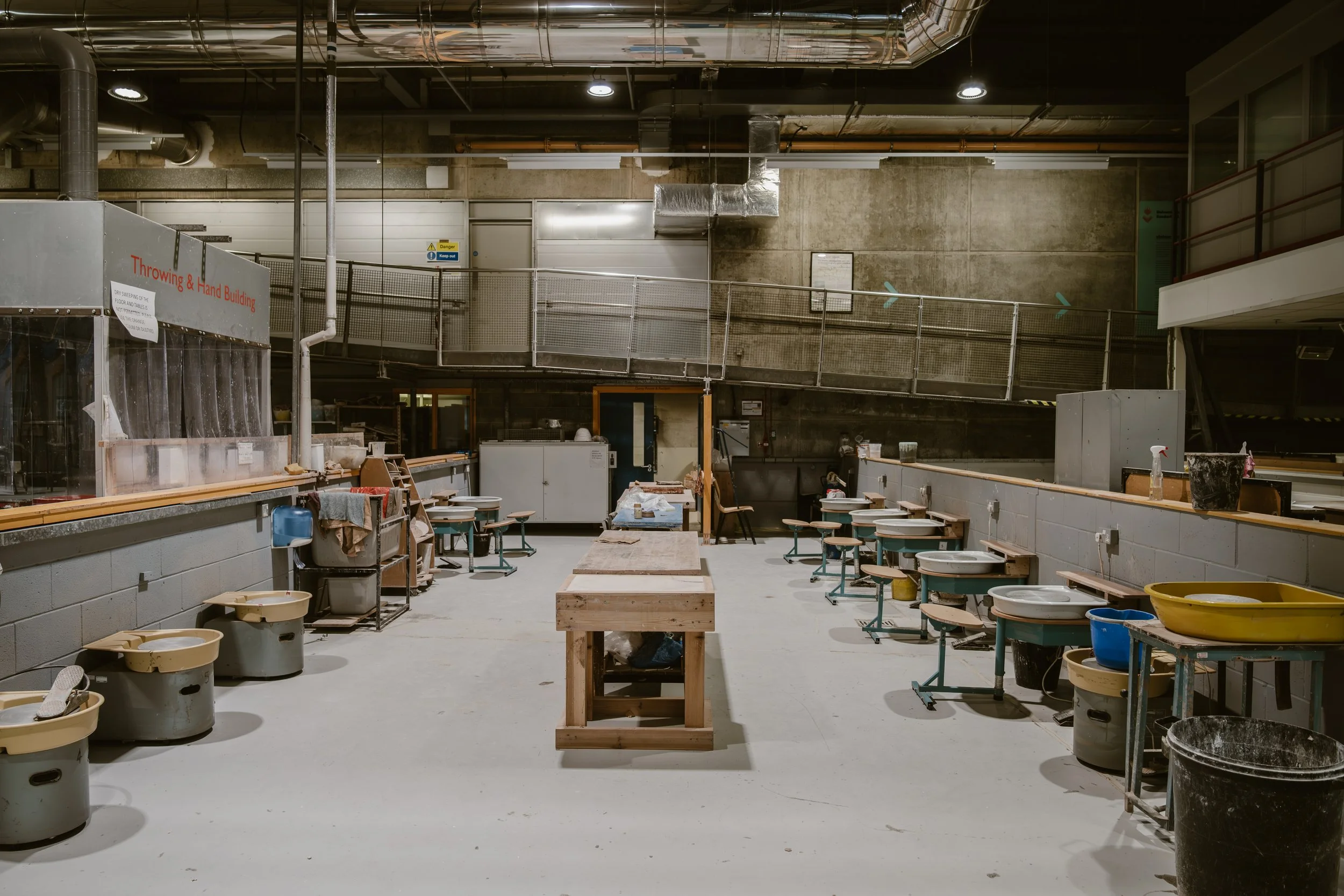 Vacant studio area inside the National Glass Centre photographed as part of a closure documentary.