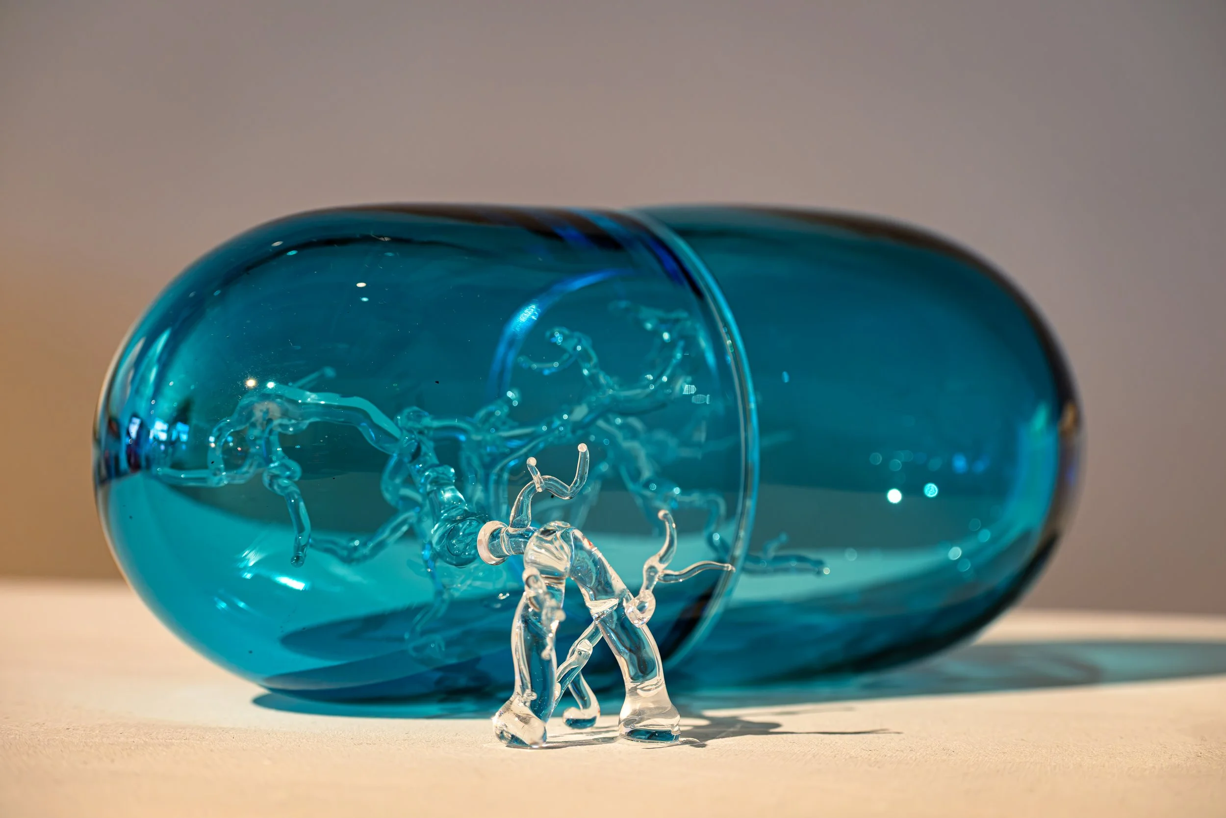 Contemporary glass art by a Tyne and Wear artist photographed on display in Sunderland.