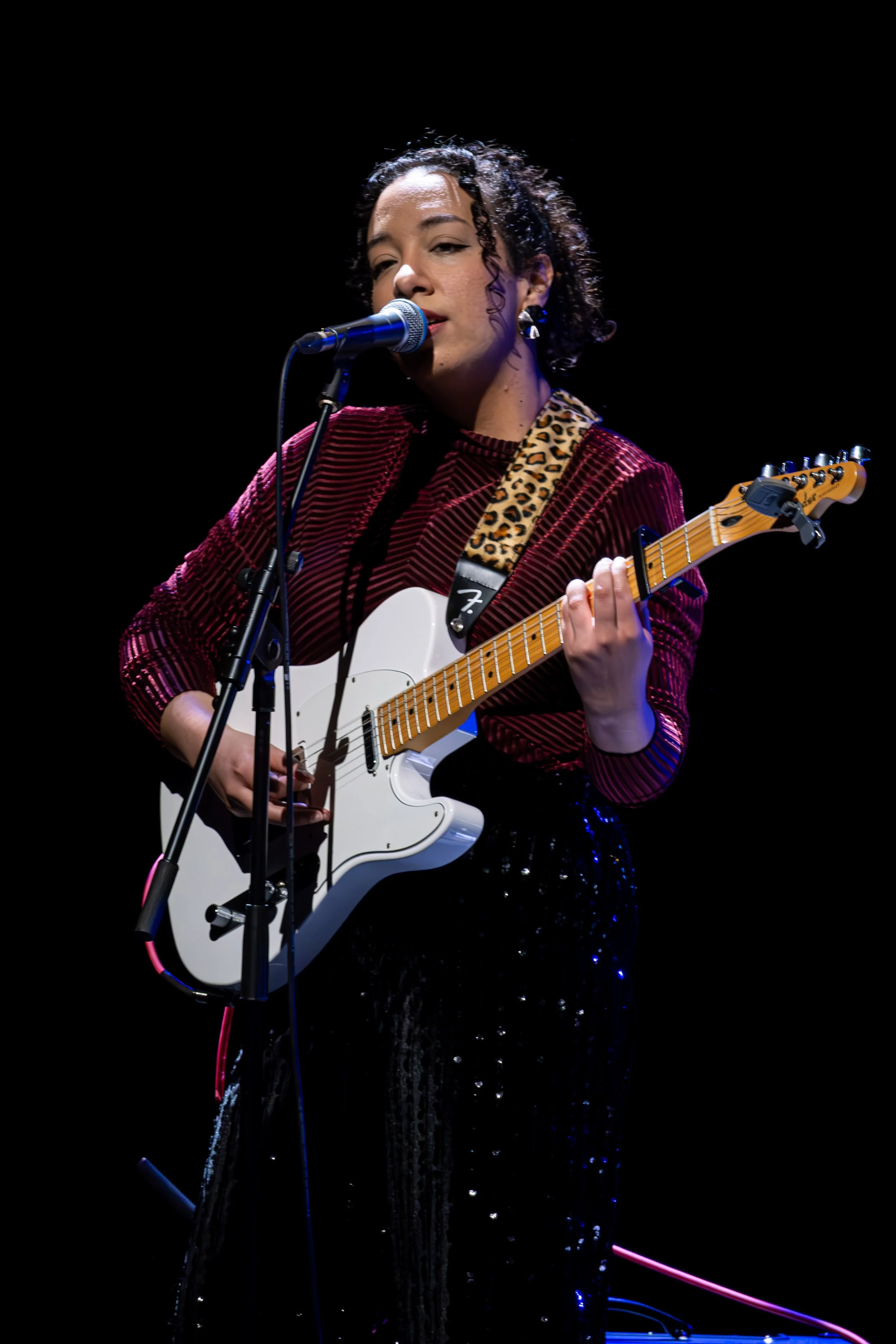 Performer Nedeja on stage at The Fire Station during a Sunderland live music event.