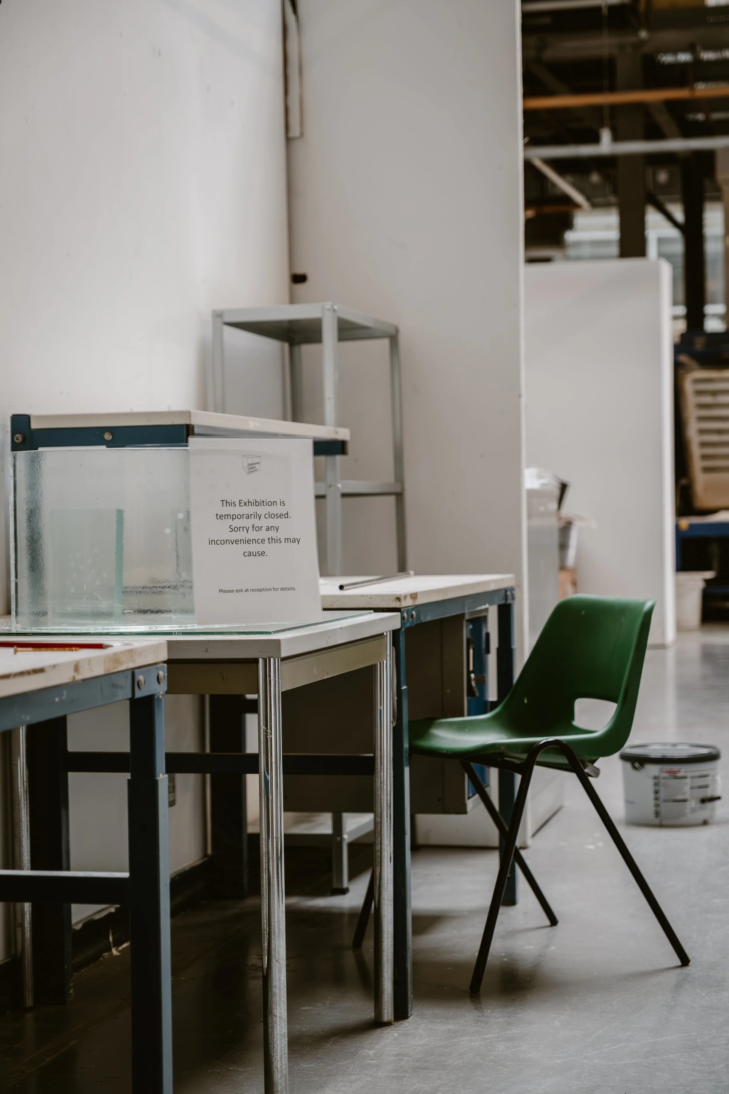 Empty studio space at Sunderland’s National Glass Centre photographed during closure.