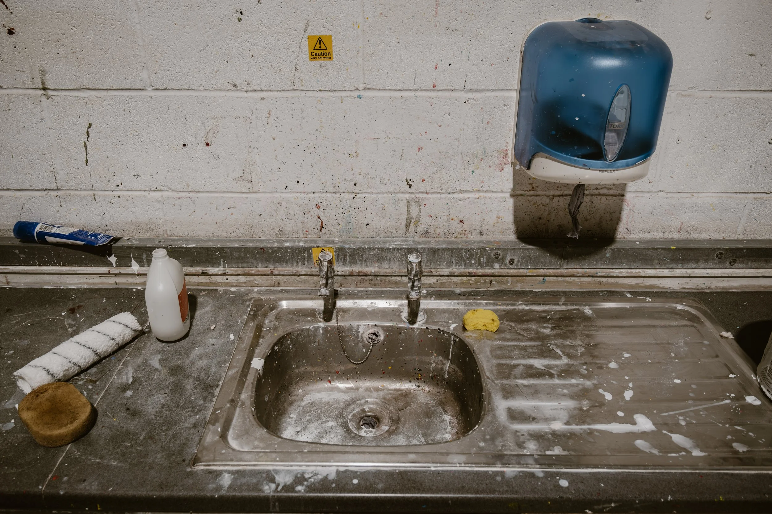 Documentary photograph of an empty working area at Sunderland’s National Glass Centre during closure.