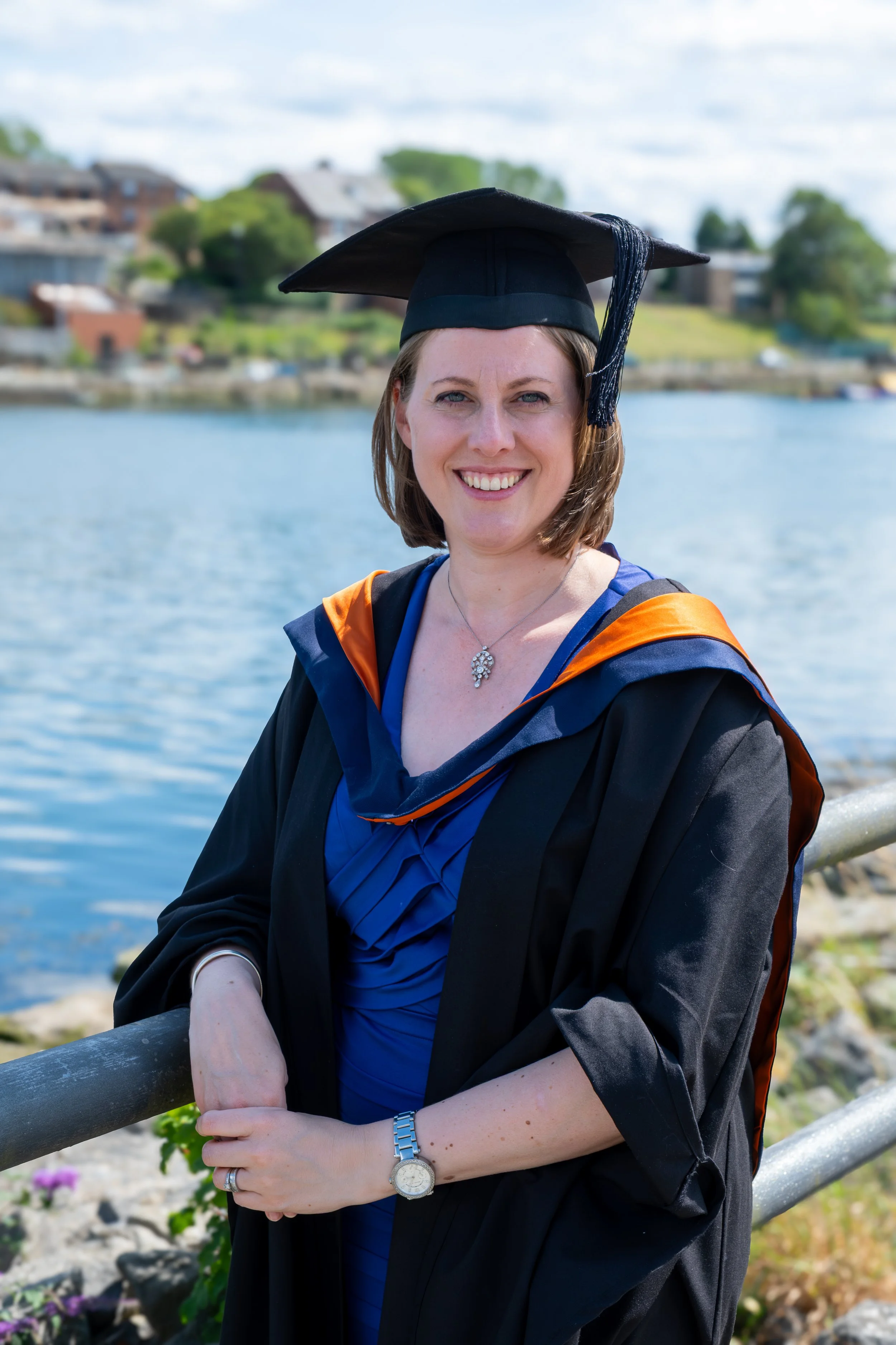 Outdoor University of Sunderland graduate portrait.