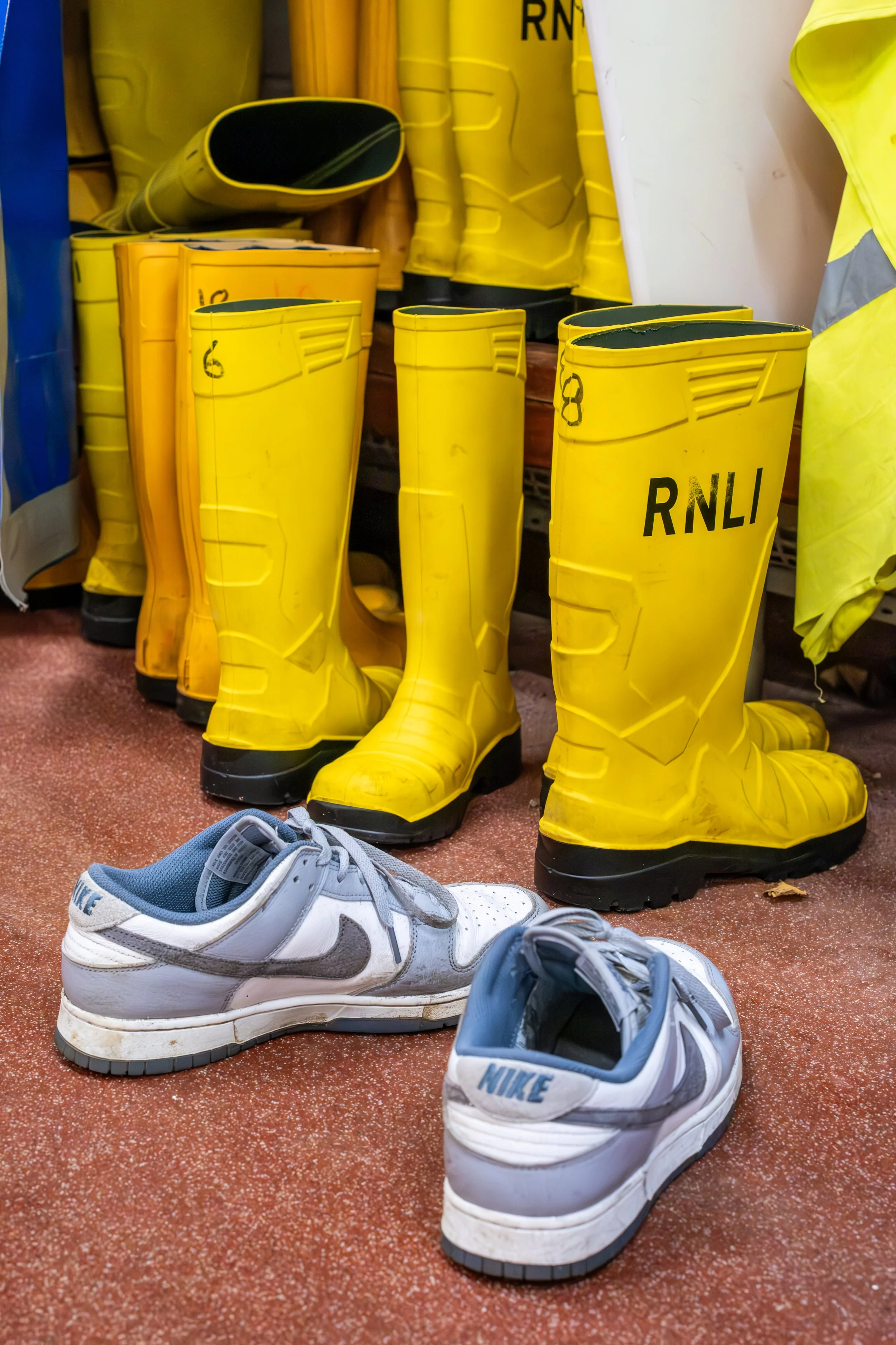 Documentary photograph of Sunderland RNLI volunteers at the marina.