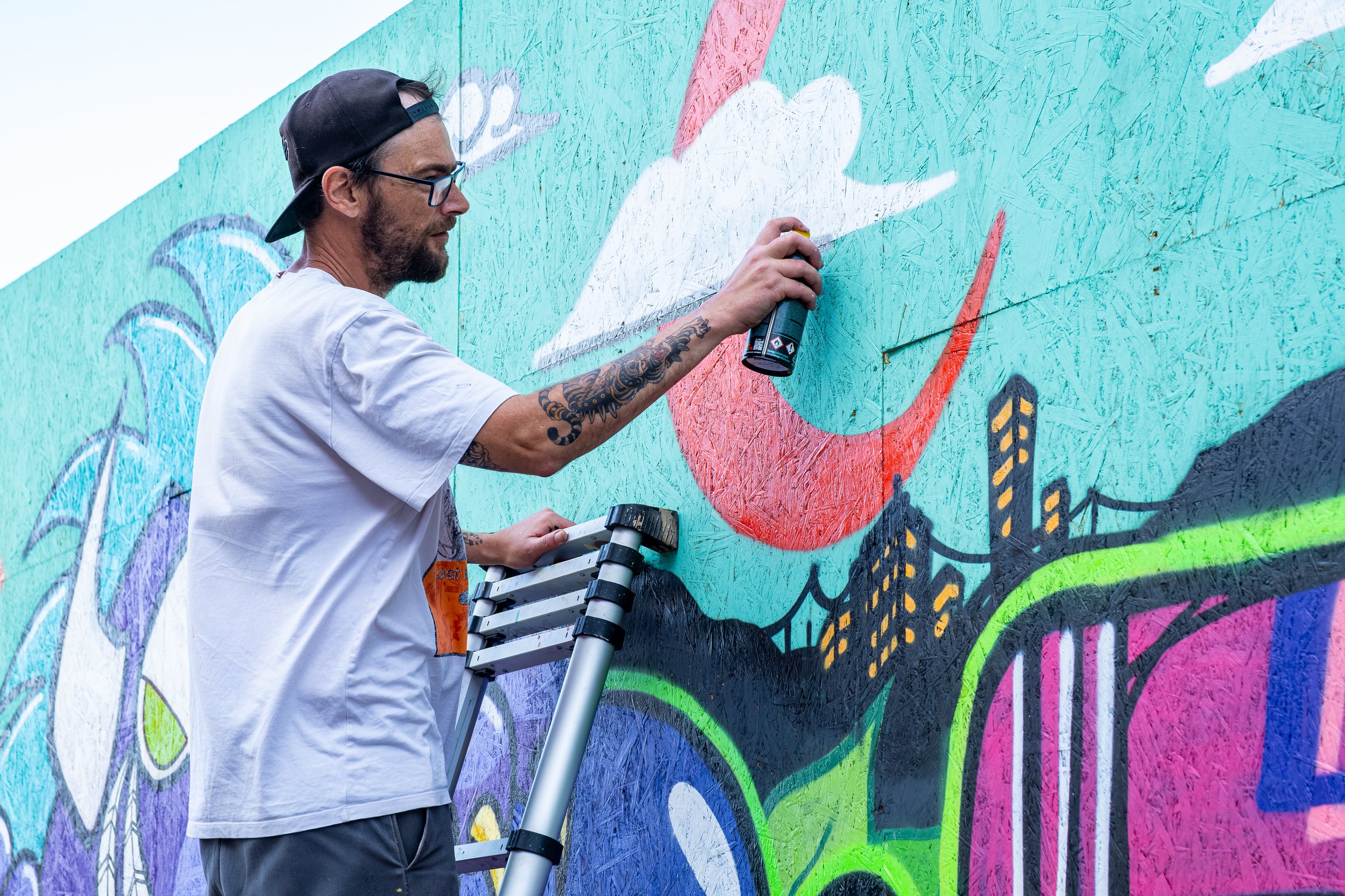Spray artist photographed on the streets of Sunderland.