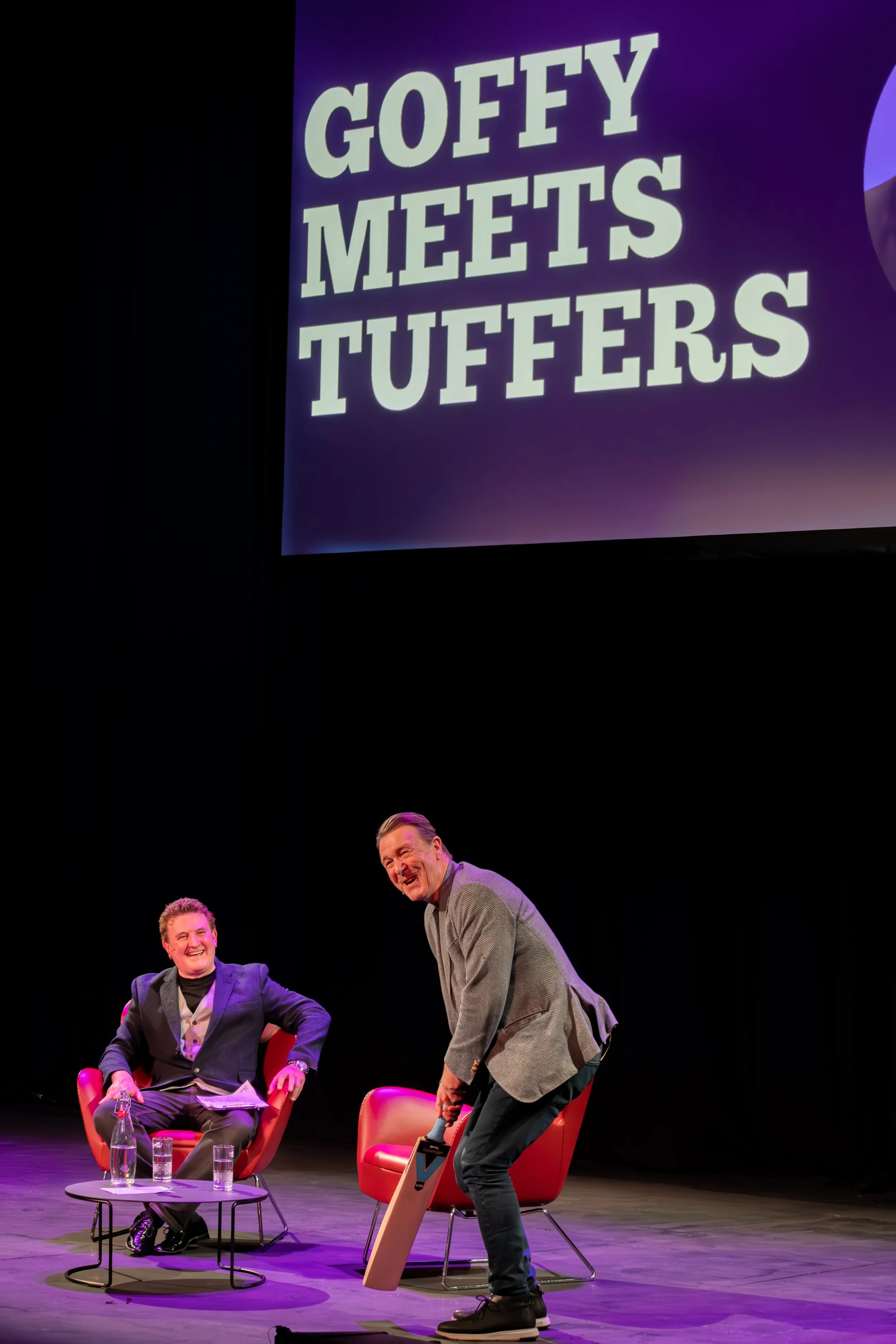 Paul Gough and Phil Tuffnell live on stage. Live event photography. 