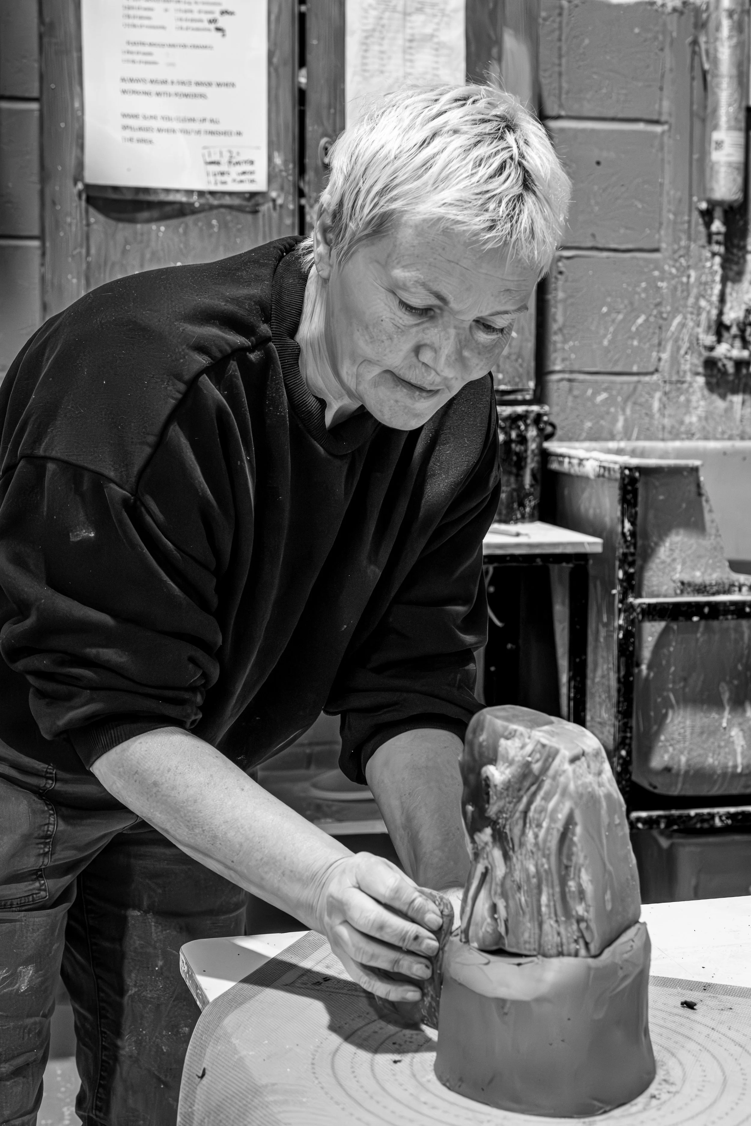 Kerry Rolfe creating art in the North East, ceramic artist documentary photography.