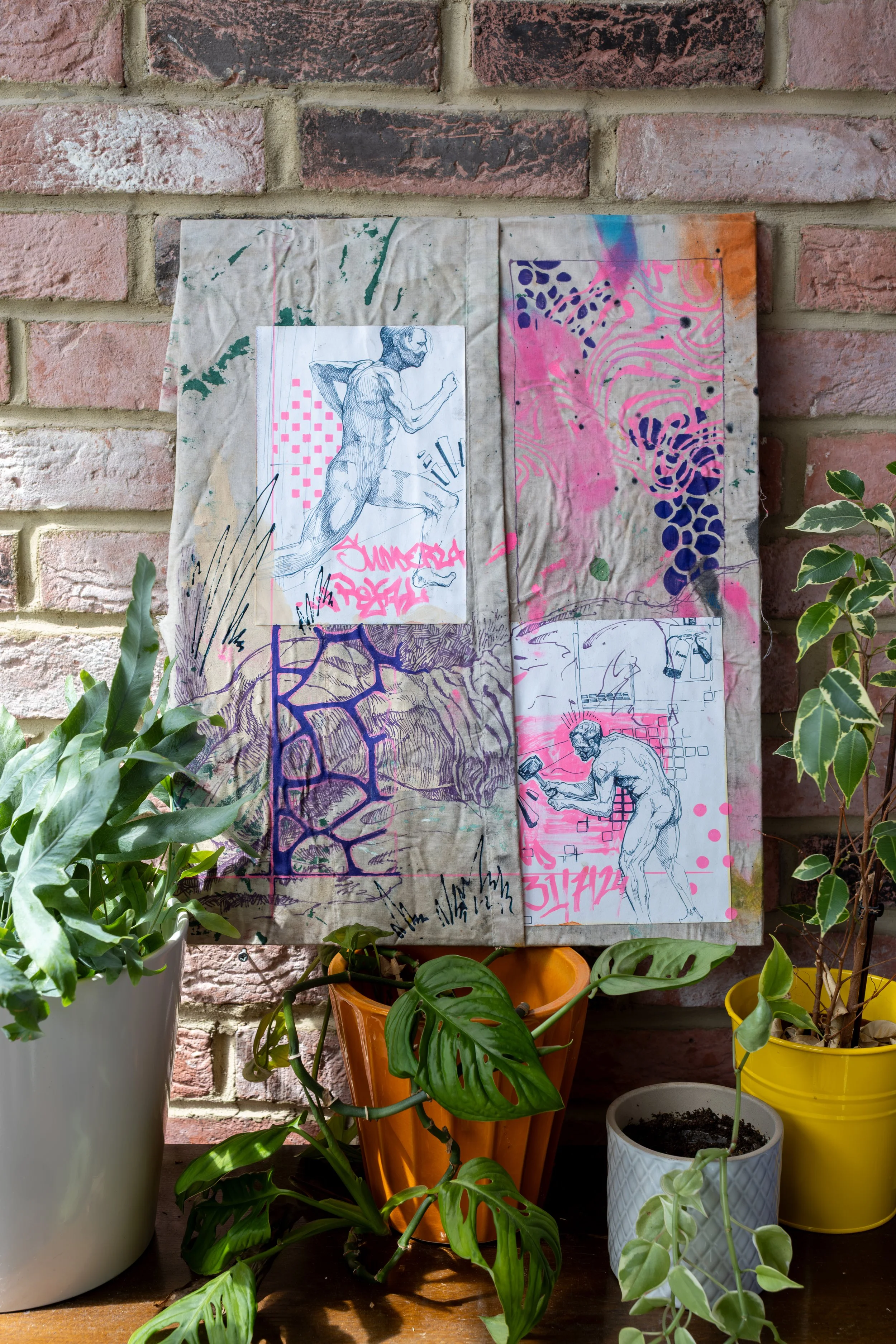 Finished artwork by a North East artist professionally photographed on display.