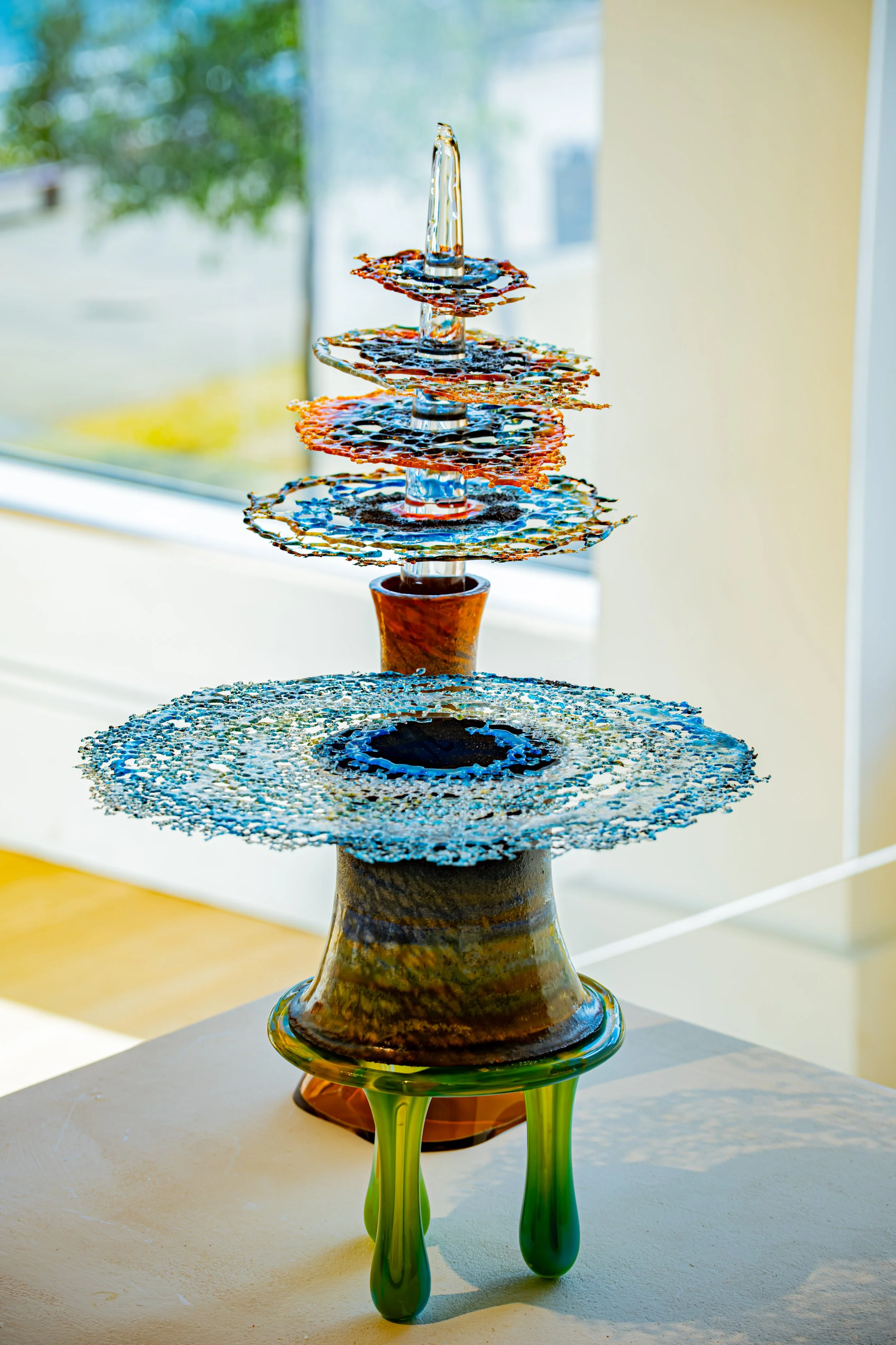 Contemporary glass artwork photographed on display at Sunderland’s National Glass Centre.